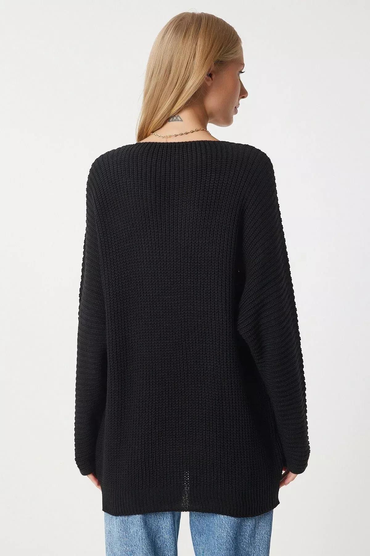Black Acrylic Oversize Sweater, BLACK, large image number 6