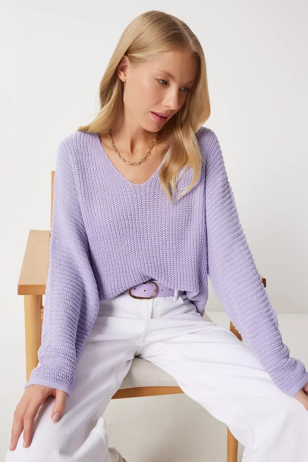 Purple Acrylic Oversize Sweater, Lilac, large image number 0
