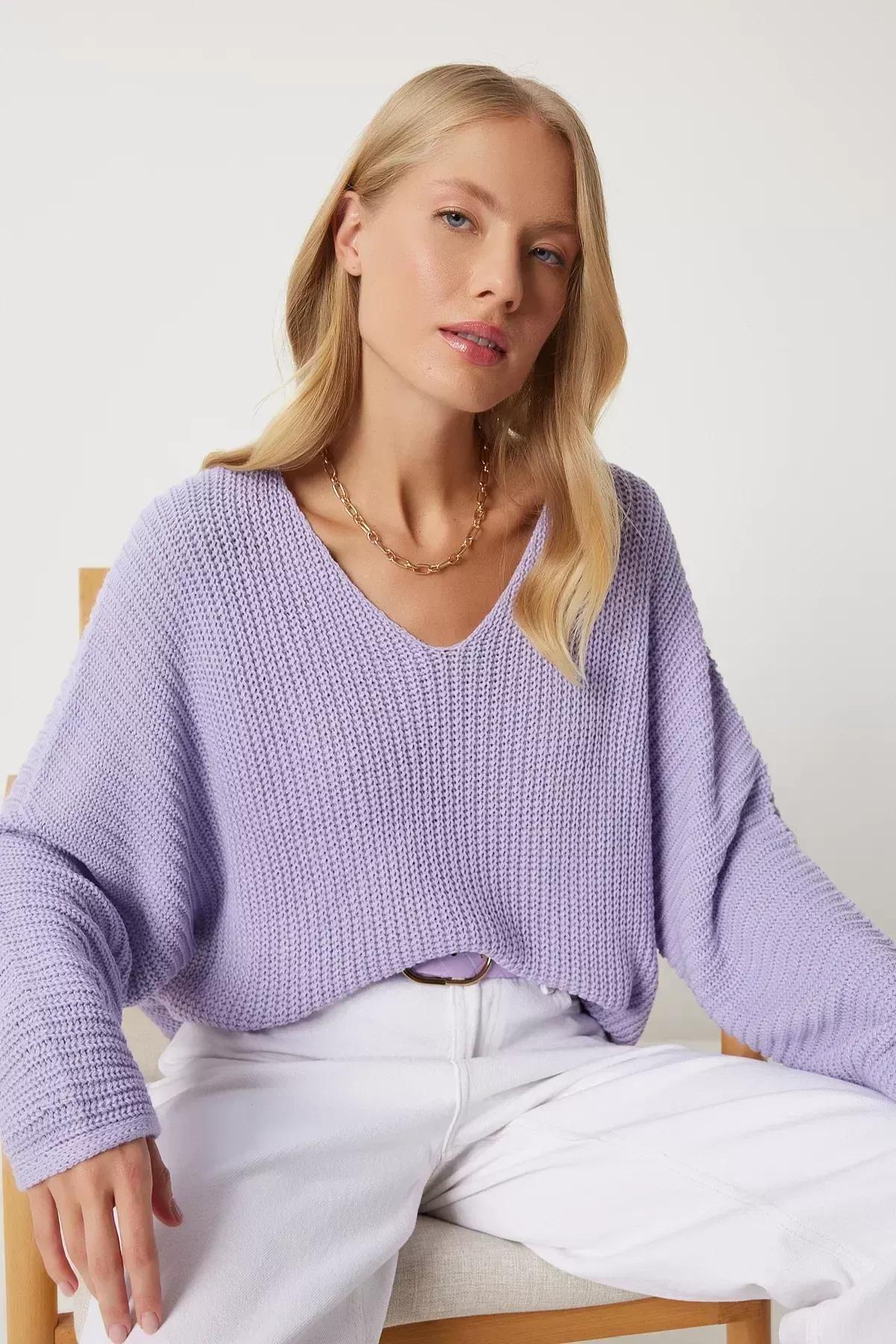 Purple Acrylic Oversize Sweater, Lilac, large image number 1