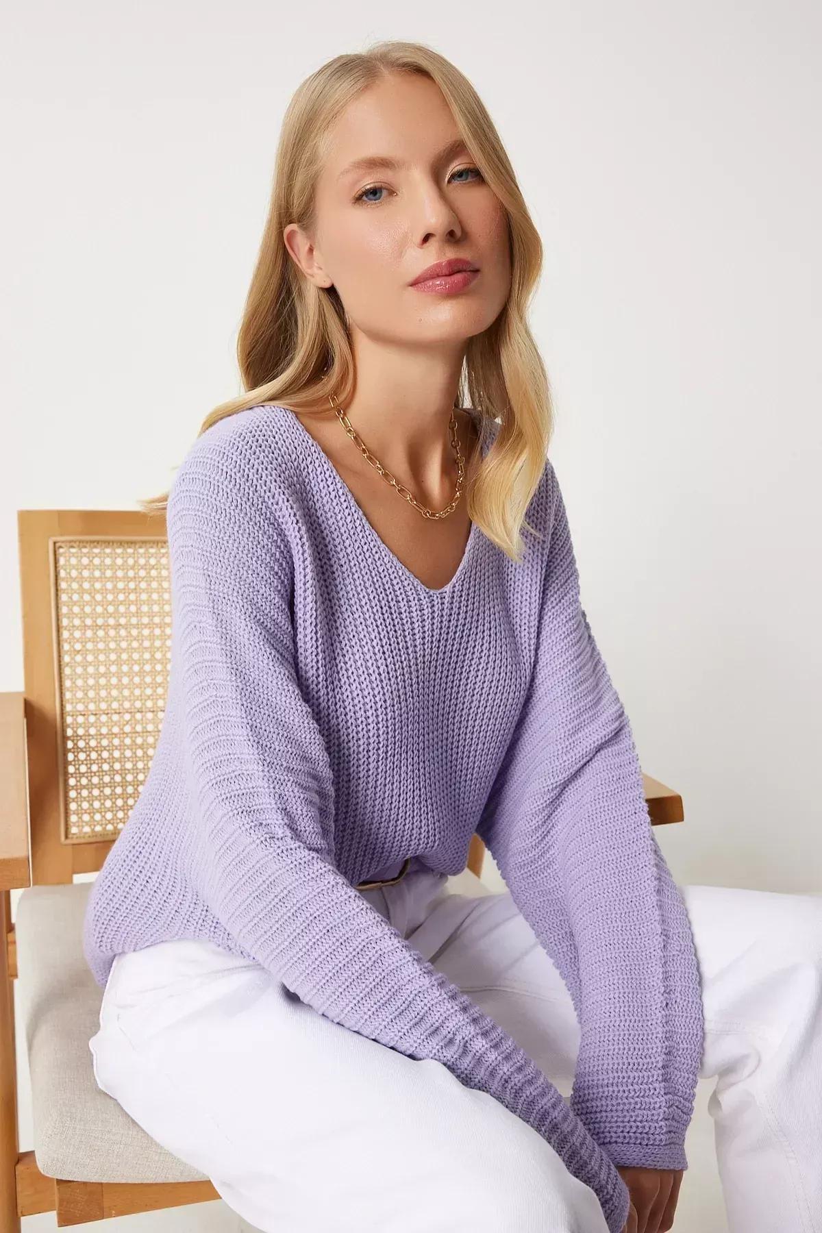 Purple Acrylic Oversize Sweater, Lilac, large image number 2