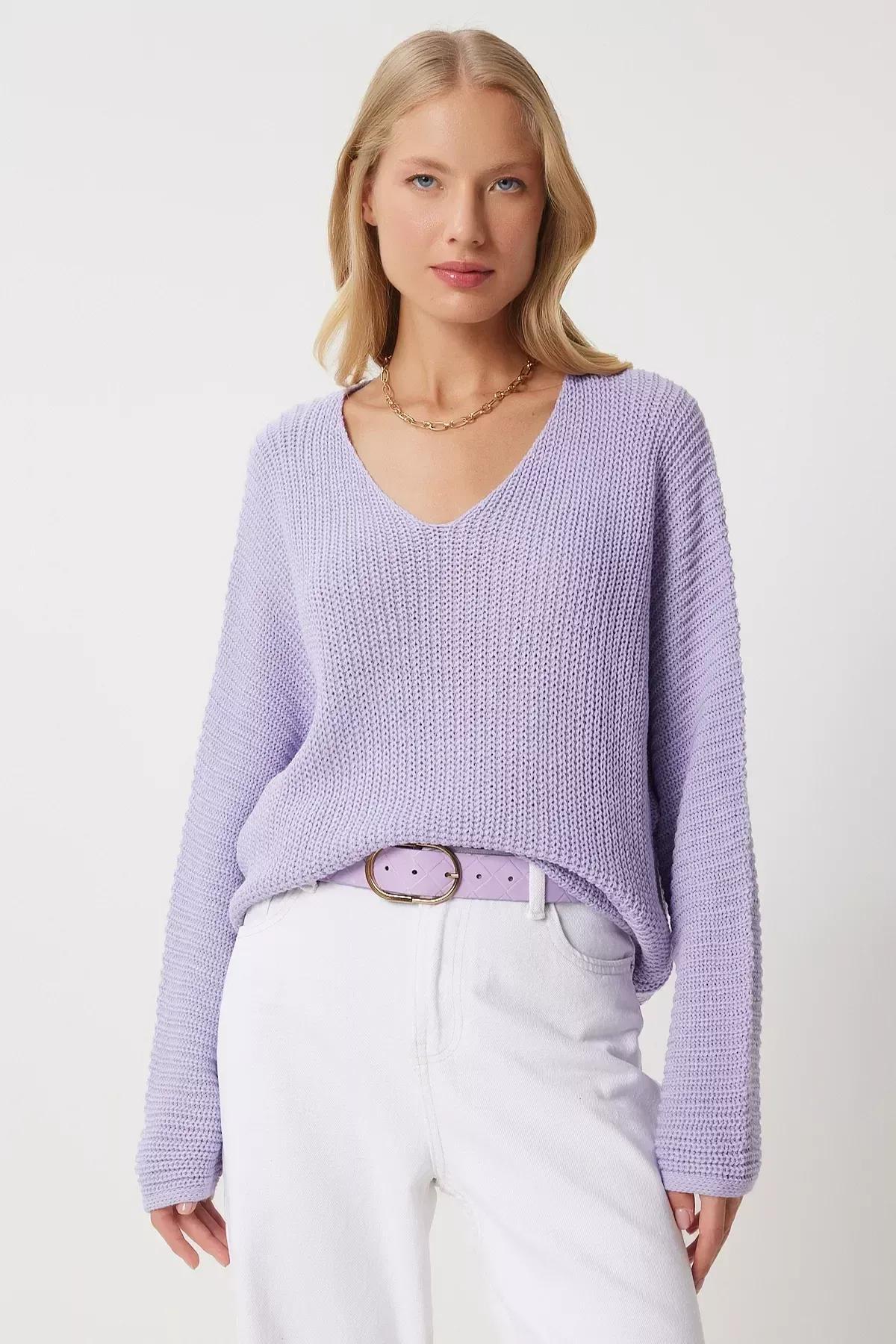 Purple Acrylic Oversize Sweater, Lilac, large image number 3