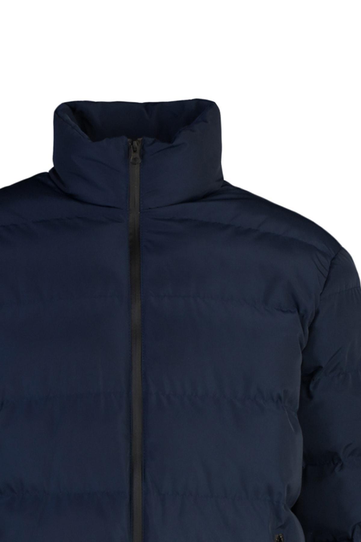 Black Basic Winter Jacket, Dark blue, large image number 7