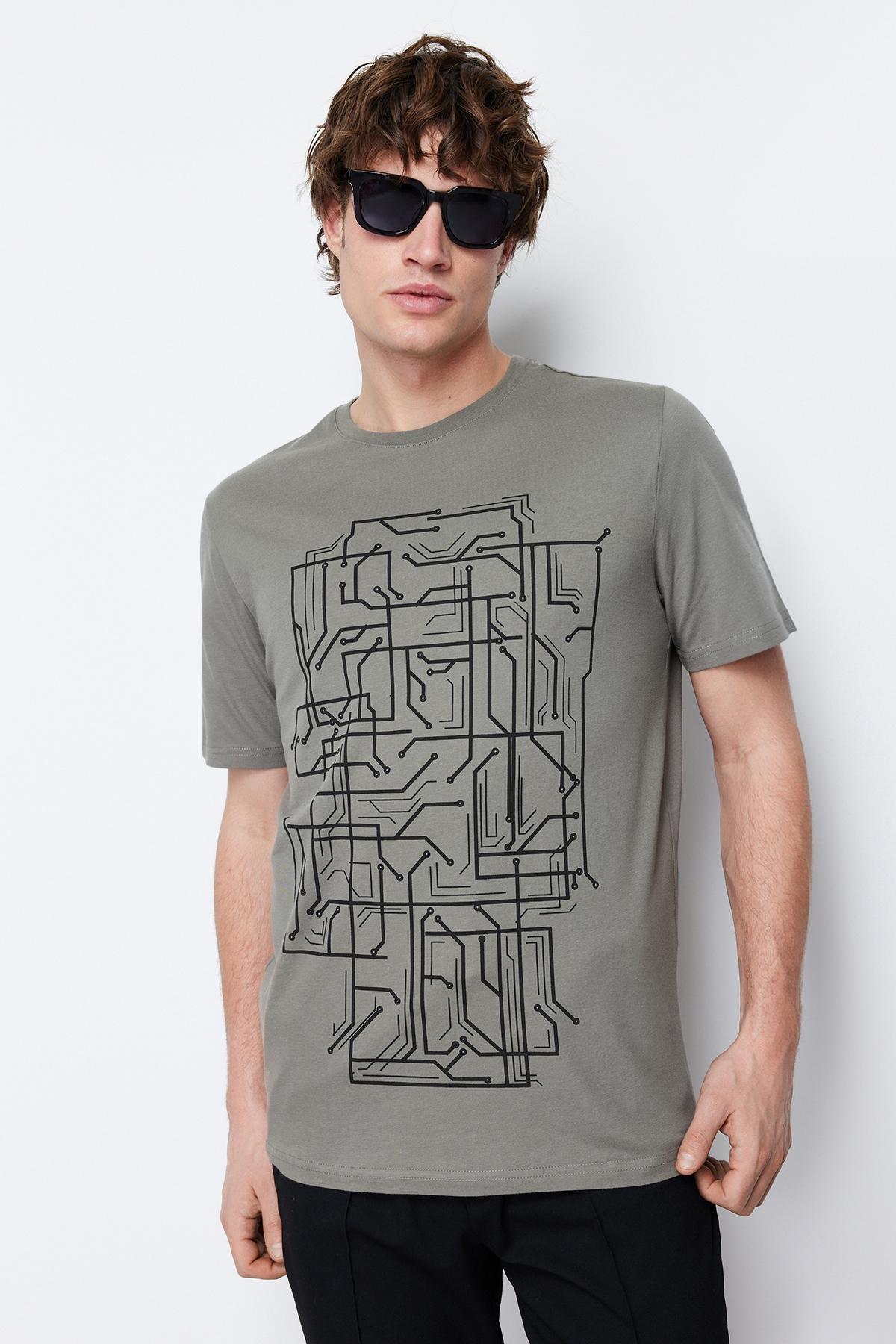 Khaki Slim T-Shirt, , large image number 1