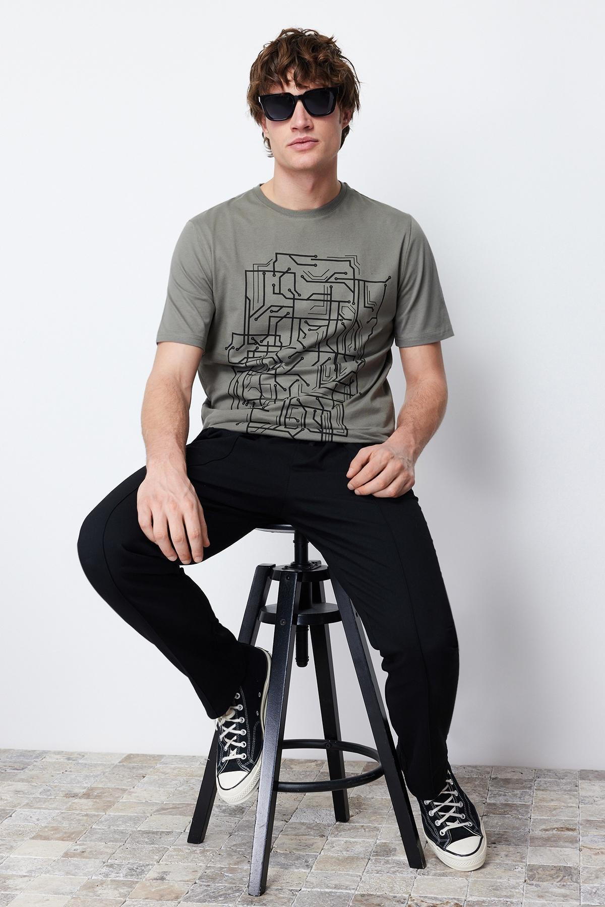 Khaki Slim T-Shirt, , large image number 5