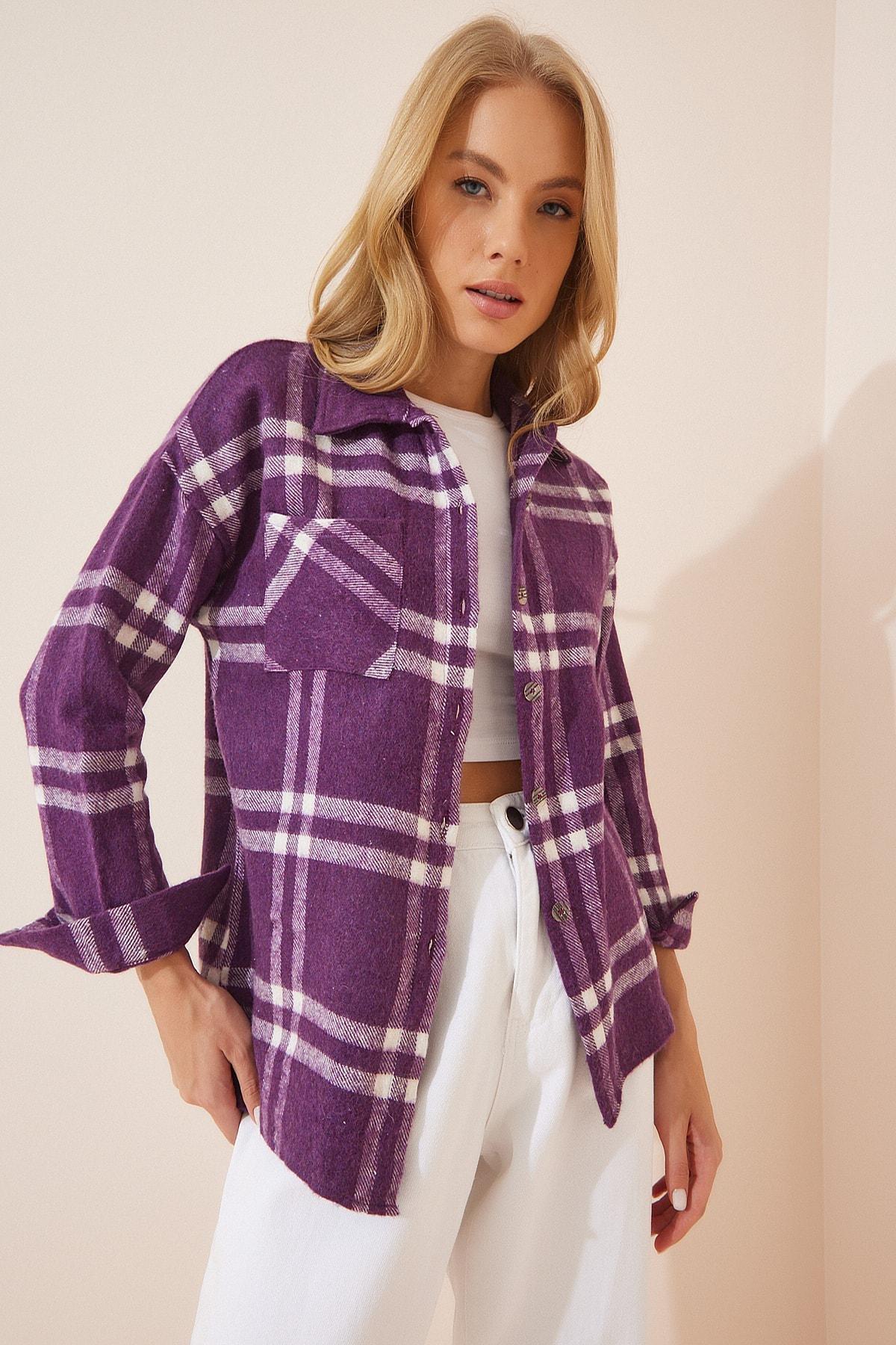 Purple Collared Plaid Shirt, C101_478, large image number 2