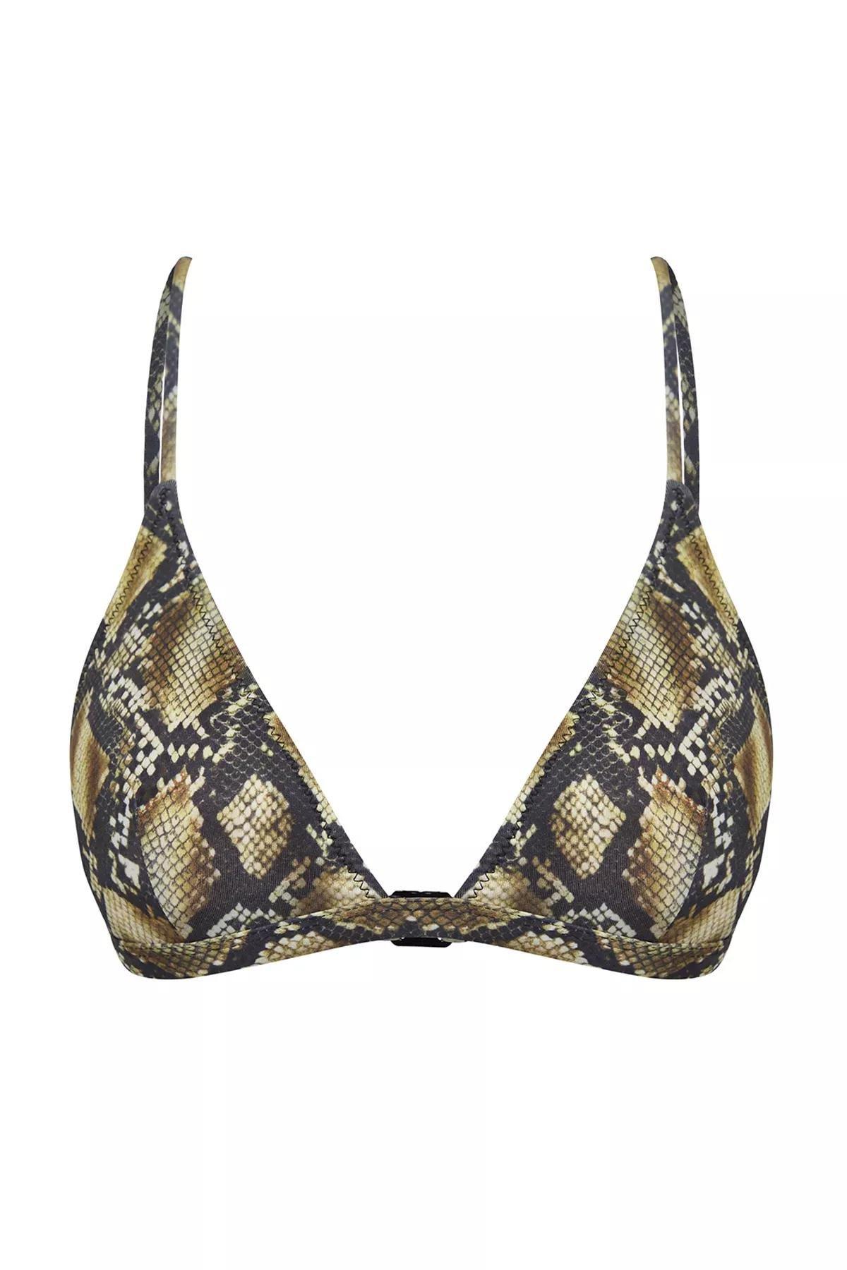 Brown Snake Pattern Bikini Top, , large image number 4