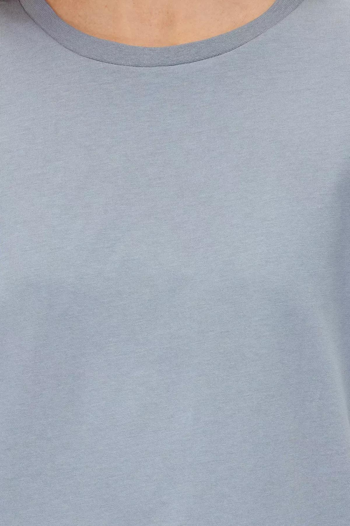 Grey Crew Neck Knitted T-Shirt, , large image number 3