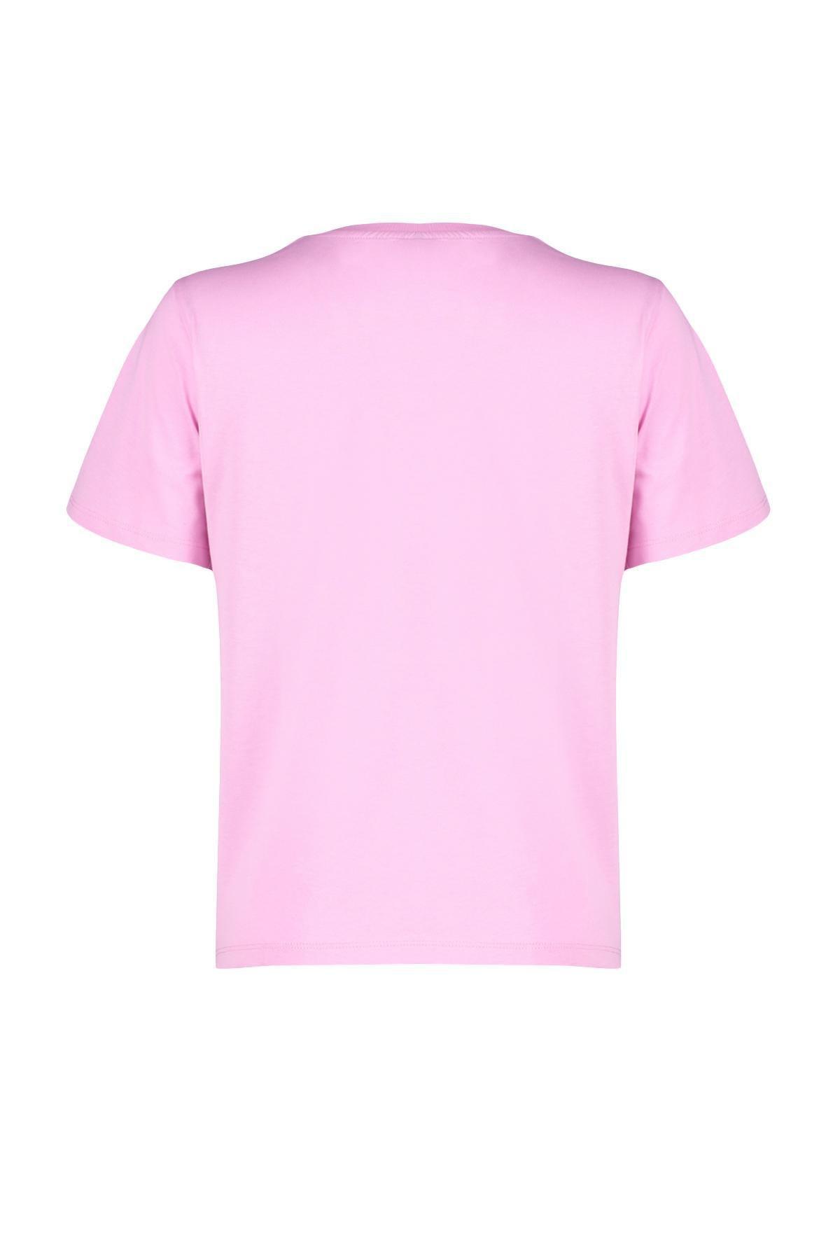 Pink Cotton Basic Crew Neck Knitted T-Shirt, , large image number 6