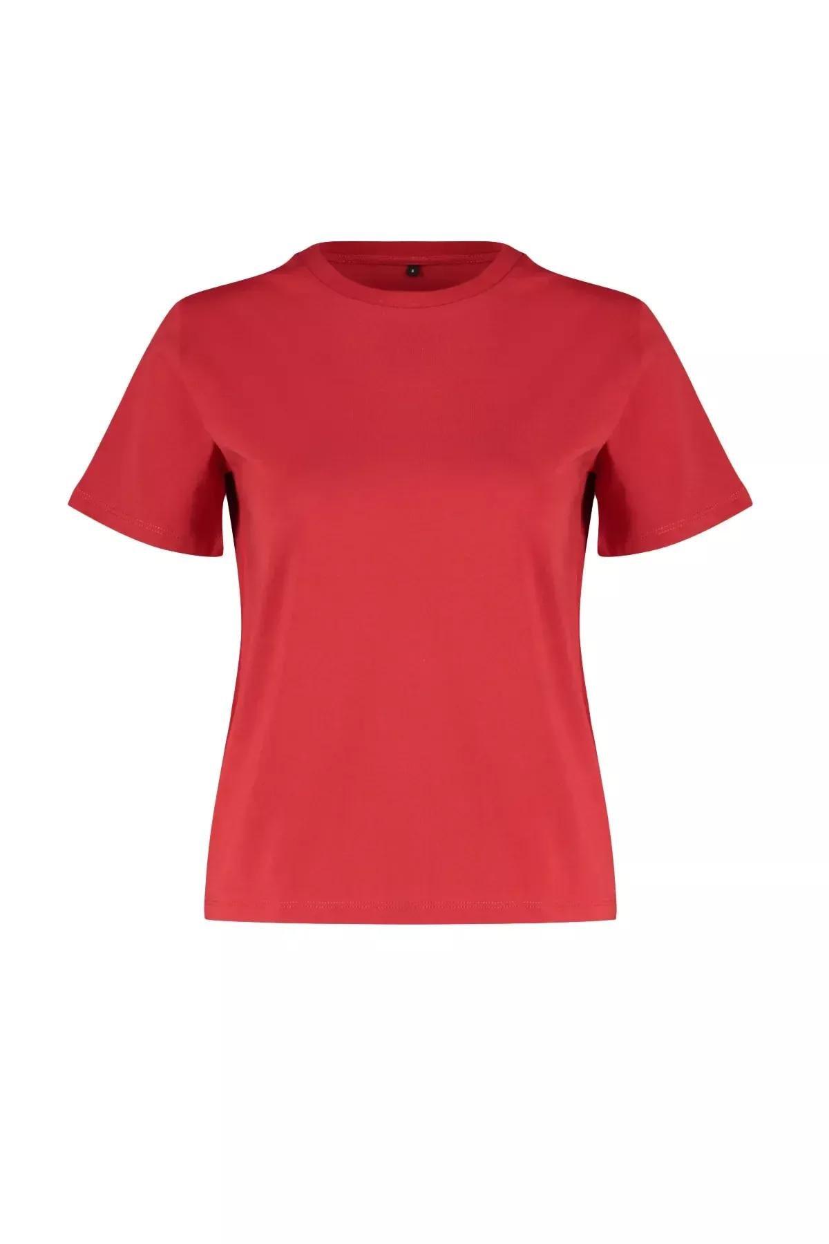 Red Crew Neck Knitted T-Shirt, , large image number 5