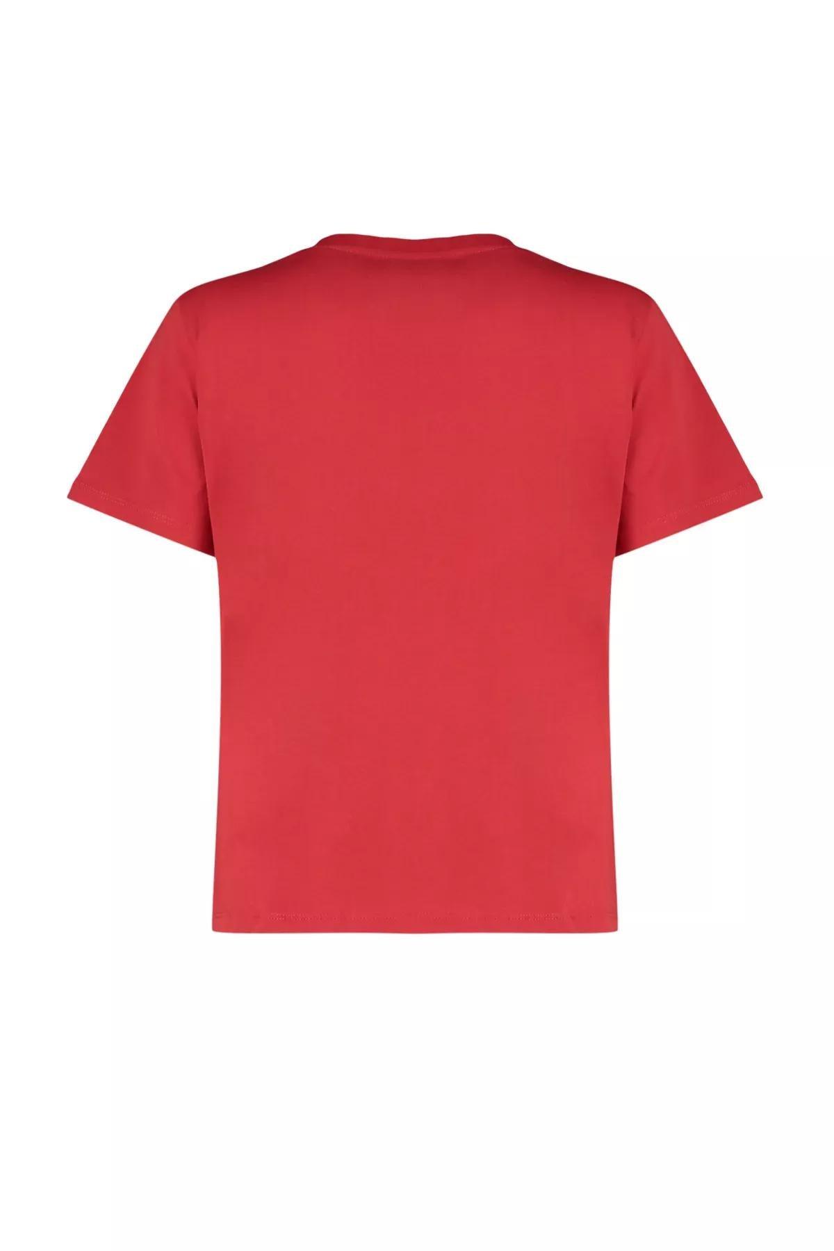 Red Crew Neck Knitted T-Shirt, Red, large image number 6