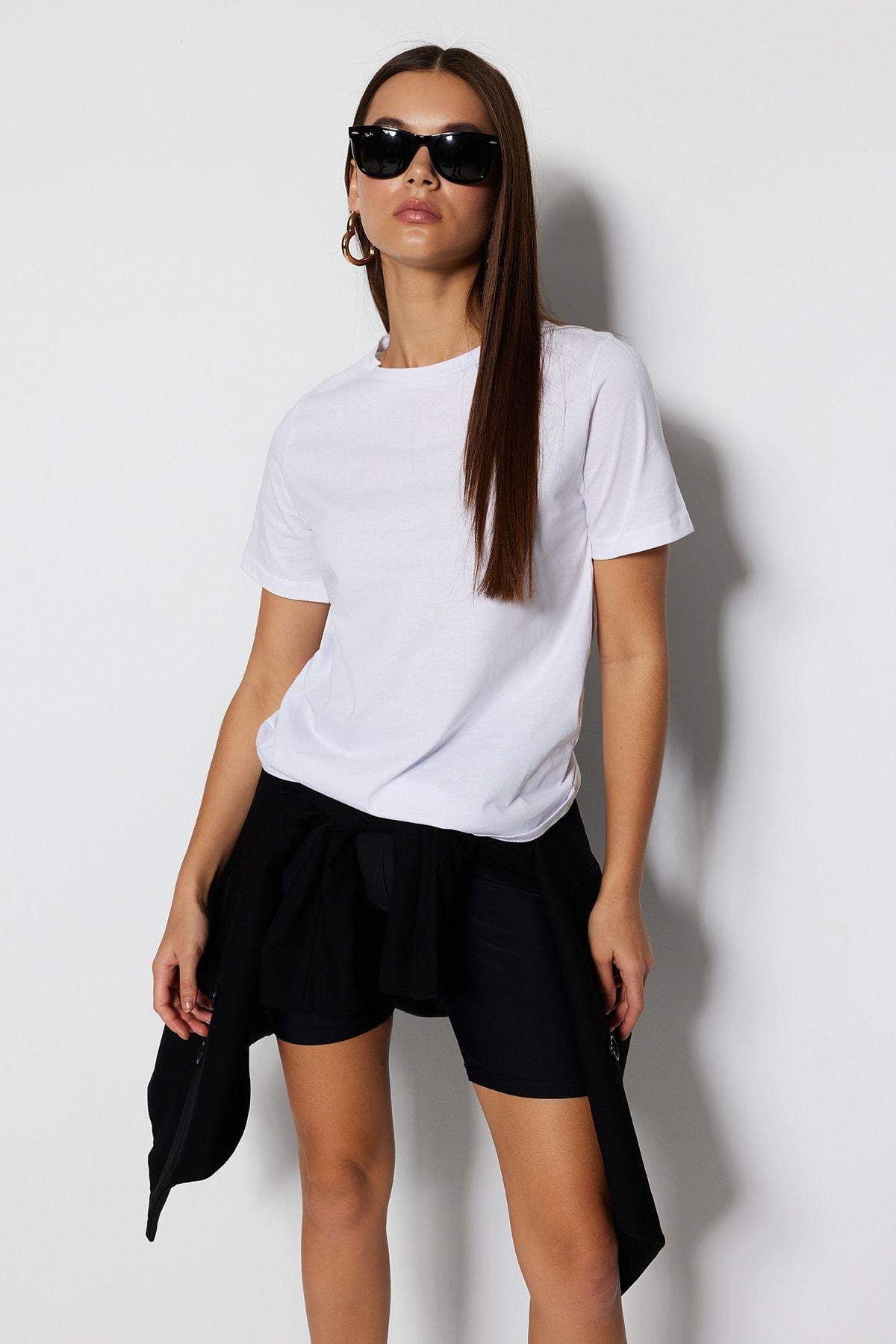 White Crew Neck T-Shirt, , medium