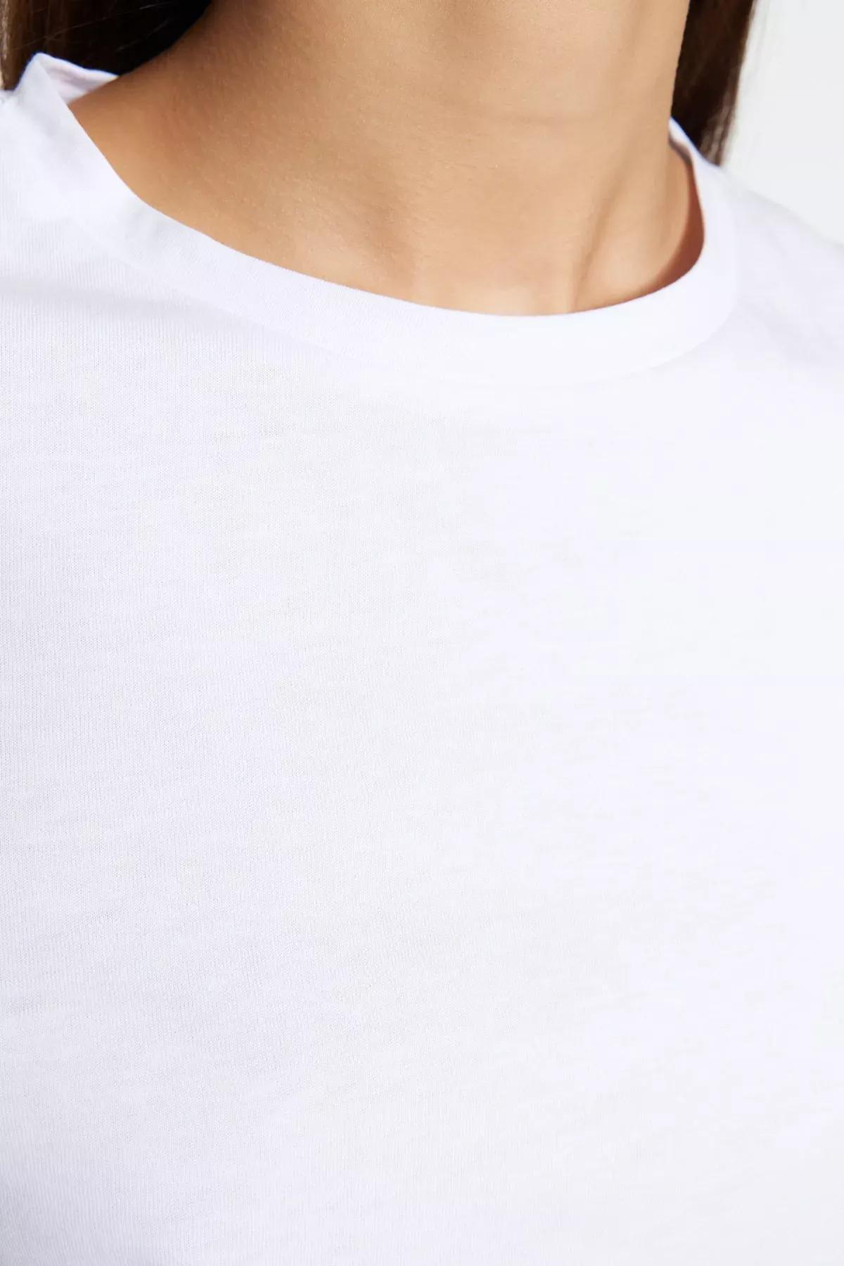 White Crew Neck T-Shirt, White, large image number 3