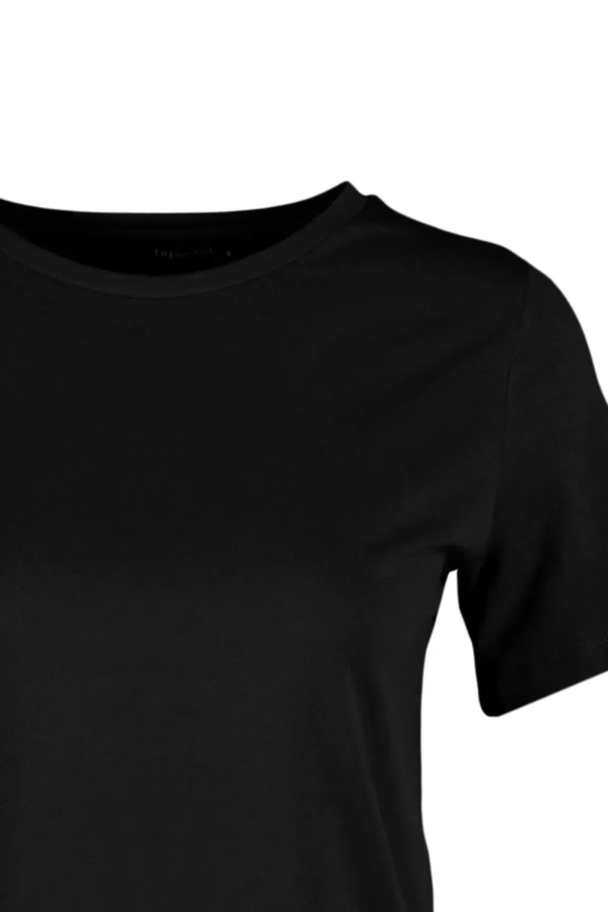 Black Crew Neck T-Shirt, Black, large image number 5