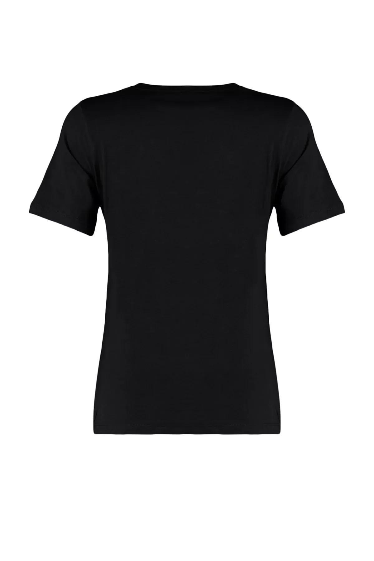 Black Crew Neck T-Shirt, Black, large image number 6
