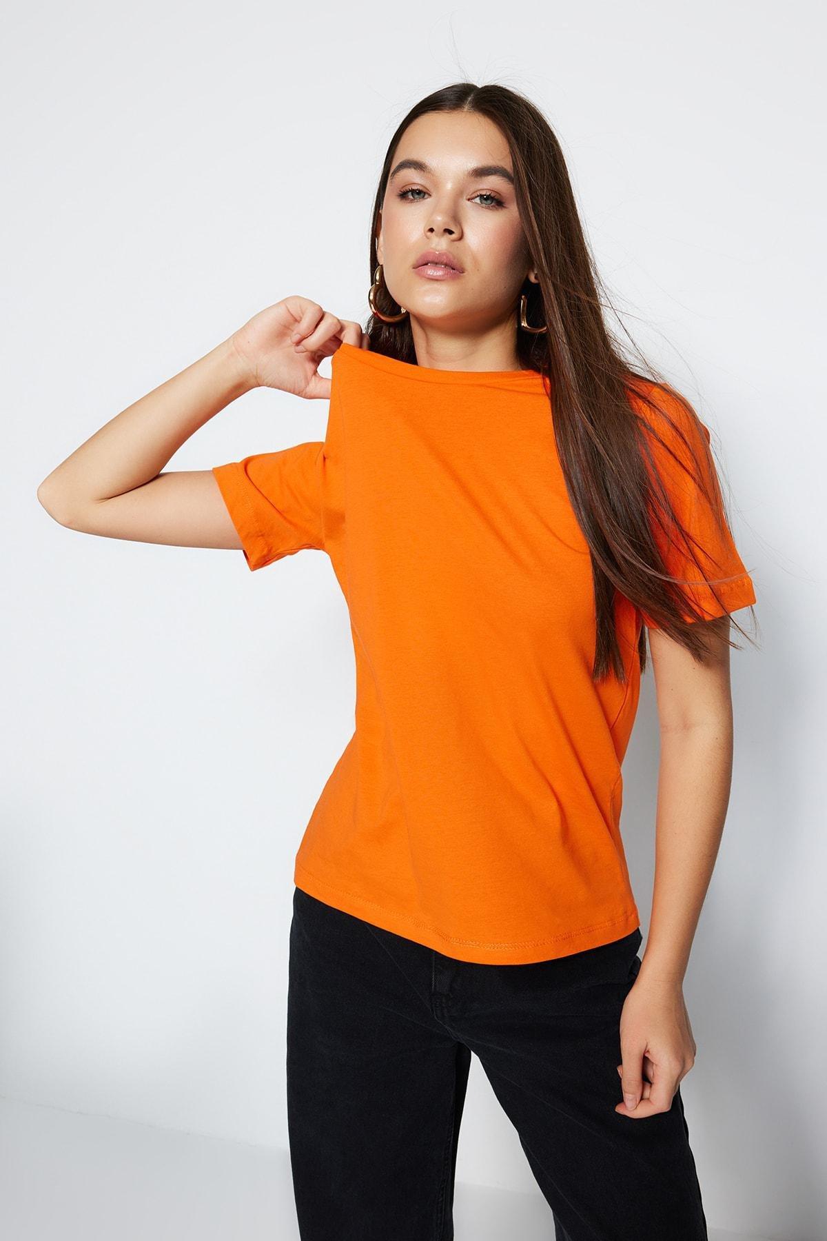 Orange Crew Neck T-Shirt, , large image number 2