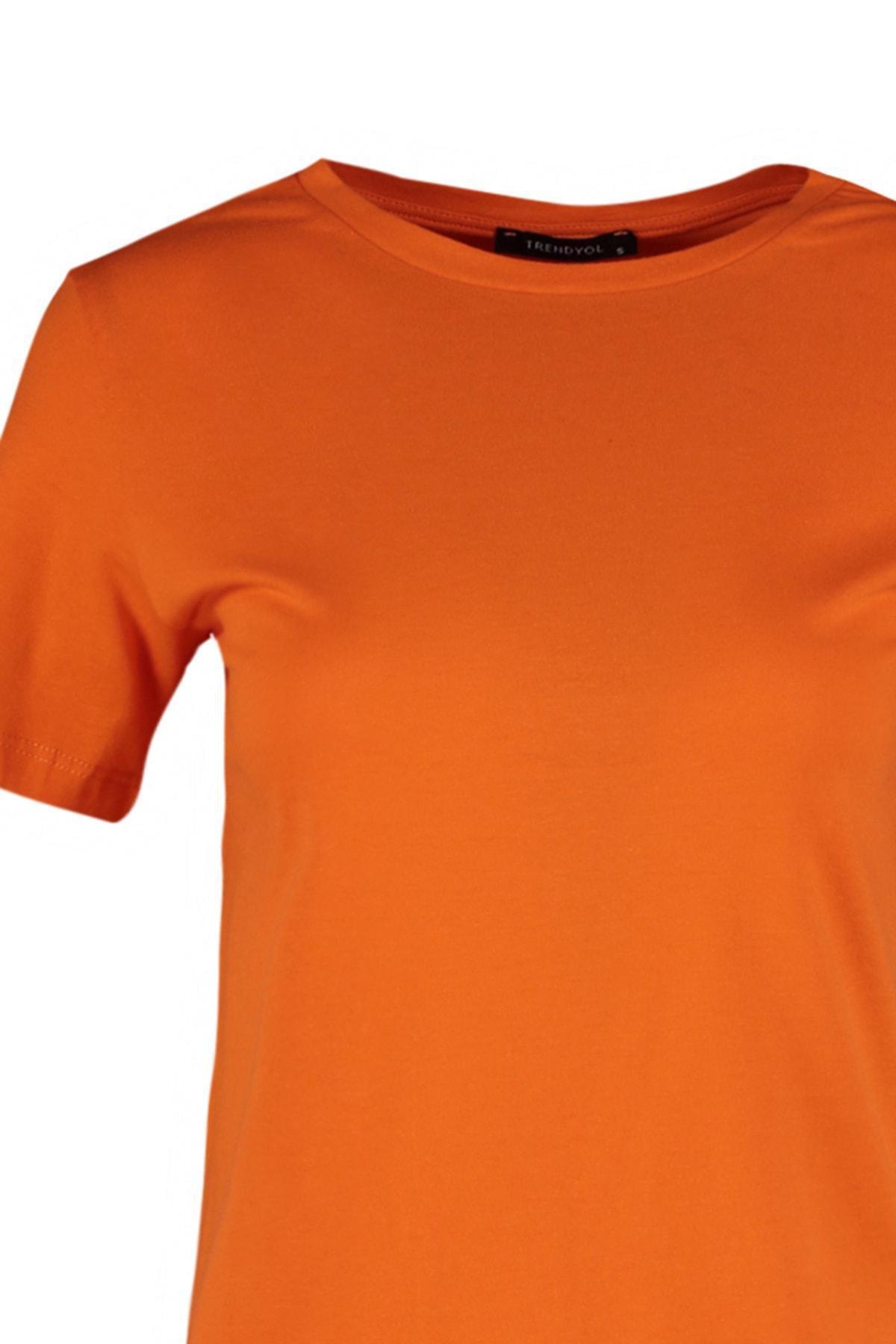 Orange Crew Neck T-Shirt, , large image number 6
