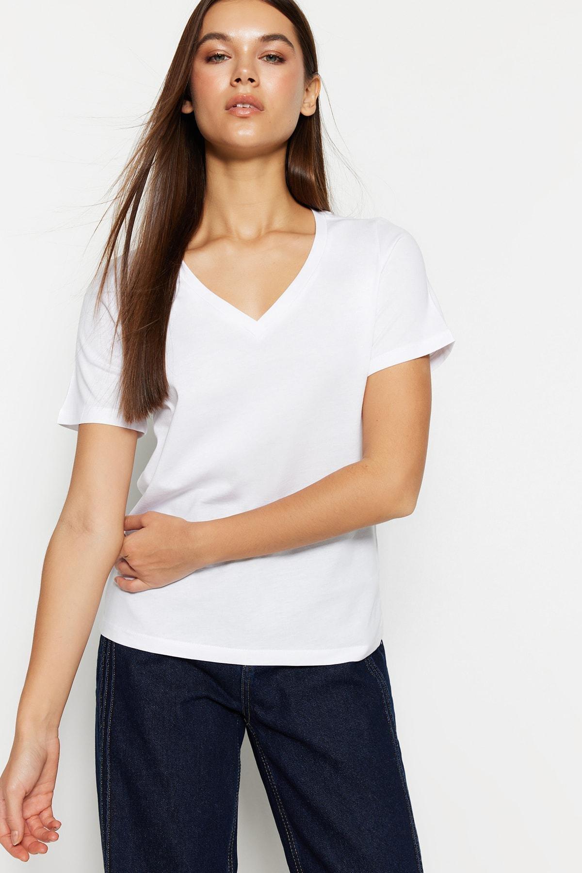 White Crew Neck T-Shirt, , large image number 1