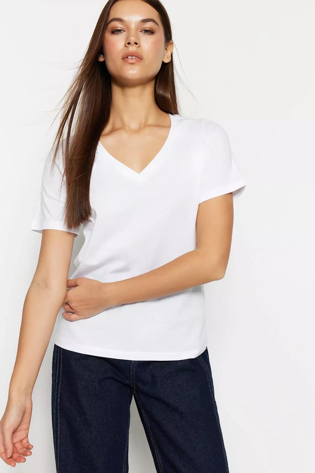 White Crew Neck T-Shirt, , large image number 1