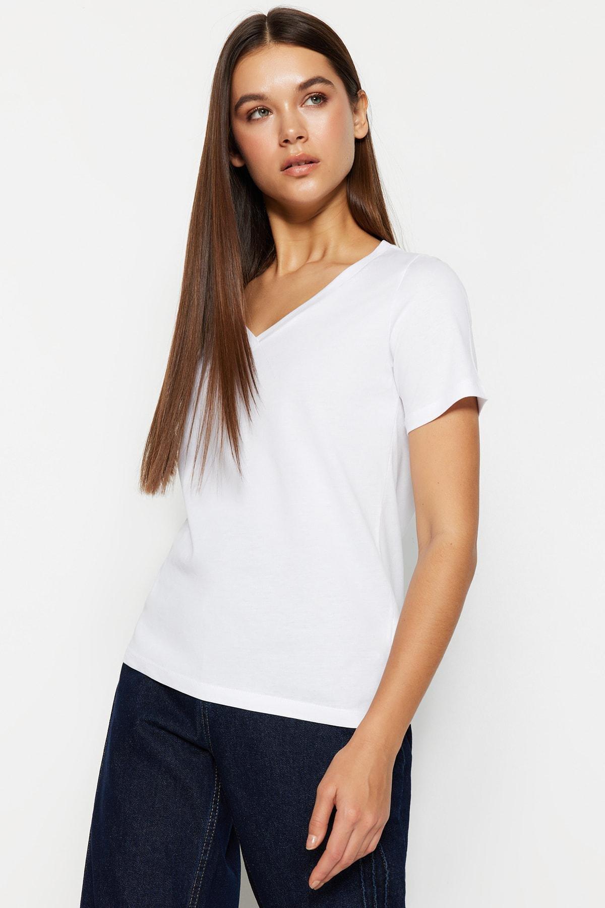 White Crew Neck T-Shirt, , large image number 3