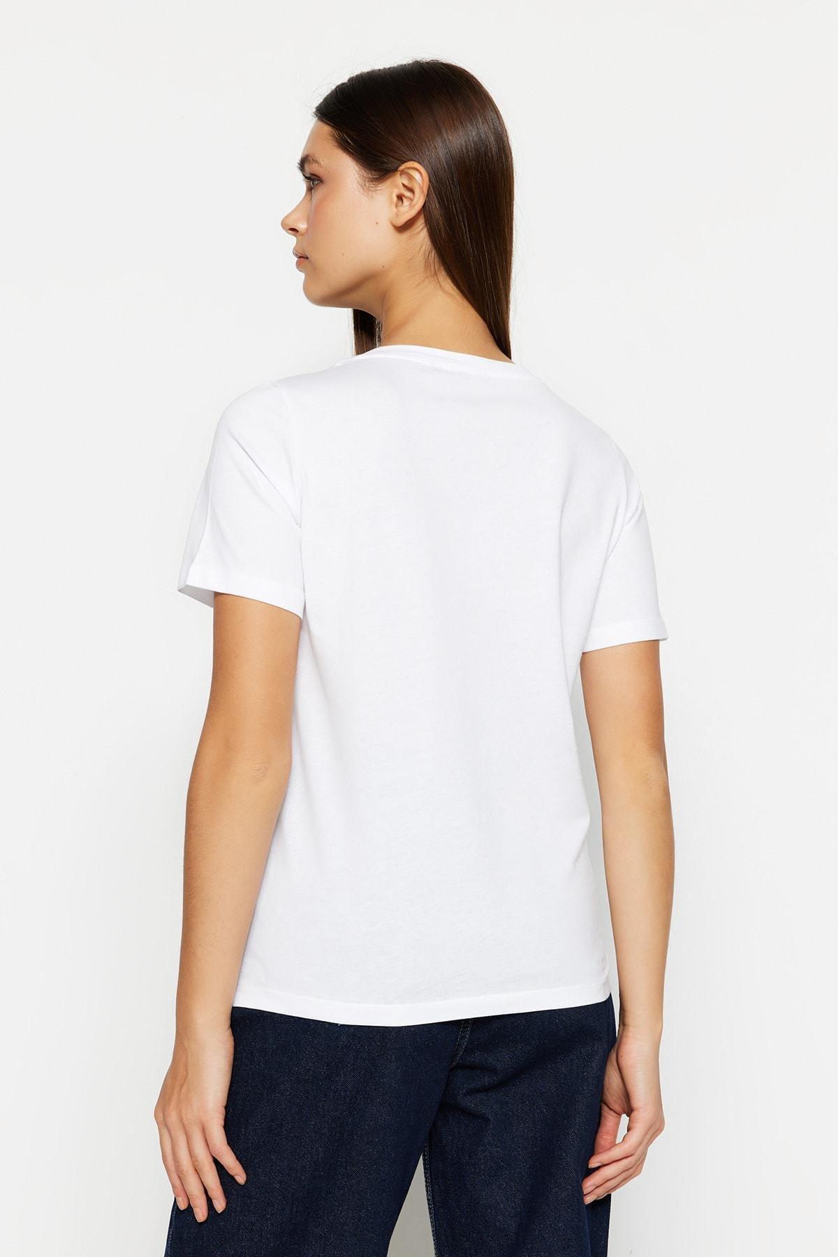 White Crew Neck T-Shirt, , large image number 4