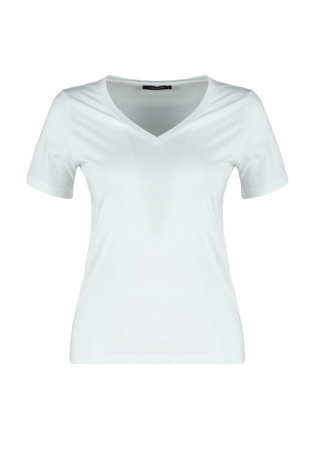 White Crew Neck T-Shirt, , large image number 5
