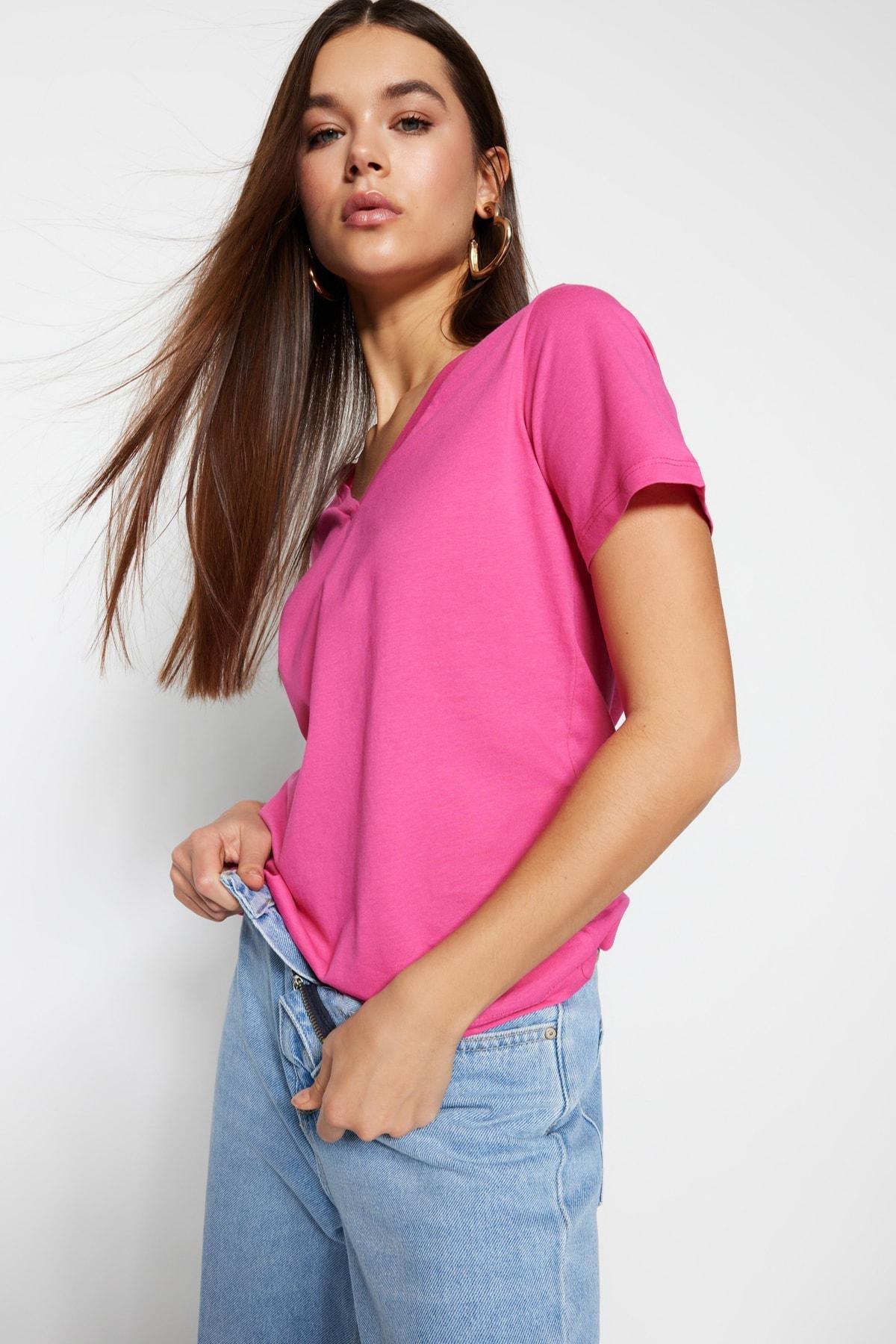 Pink V-Neck T-Shirt, , large image number 2