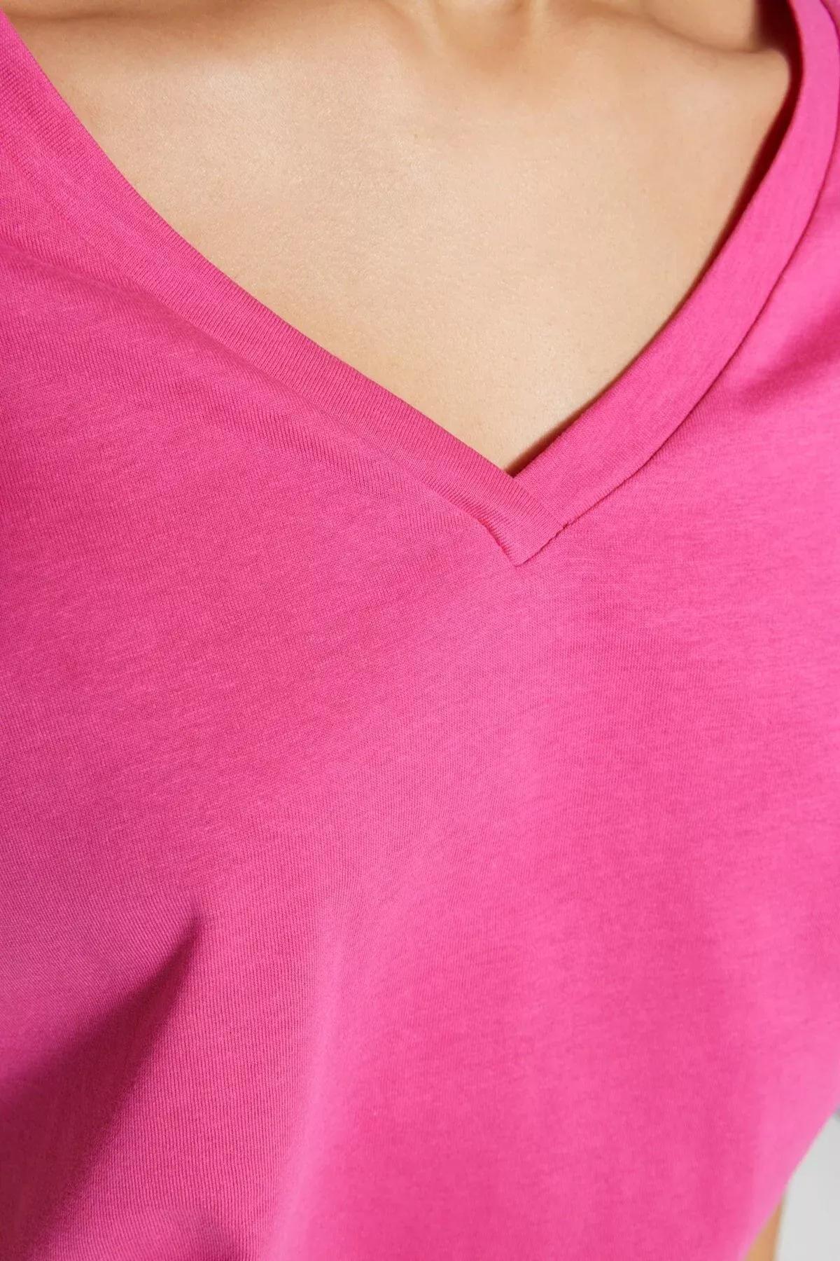 Pink V-Neck T-Shirt, , large image number 3