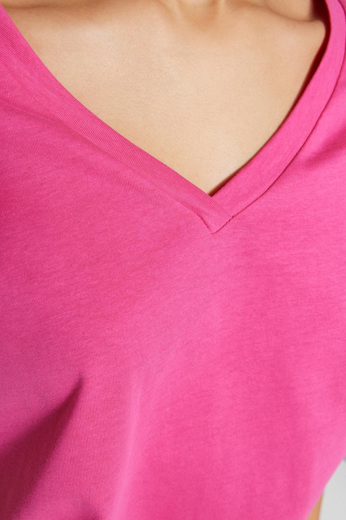 Pink V-Neck T-Shirt, , large image number 3