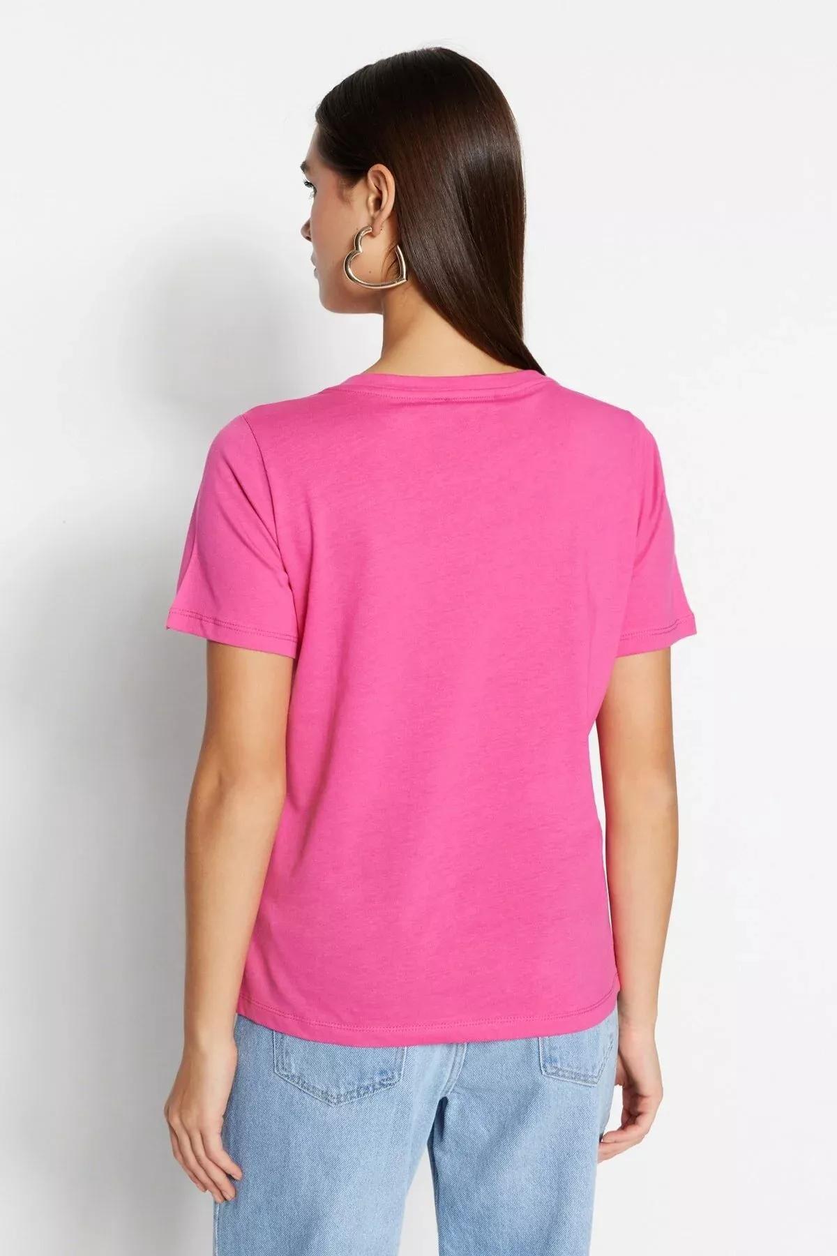 Pink V-Neck T-Shirt, , large image number 4