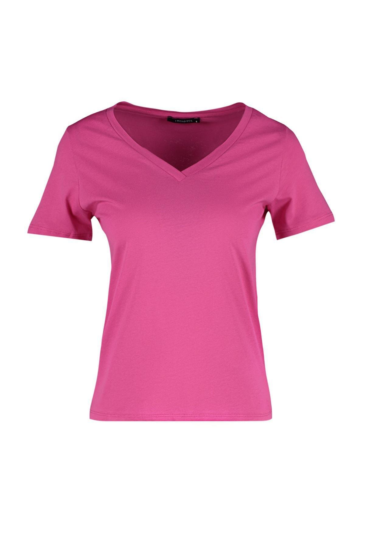 Pink V-Neck T-Shirt, , large image number 5