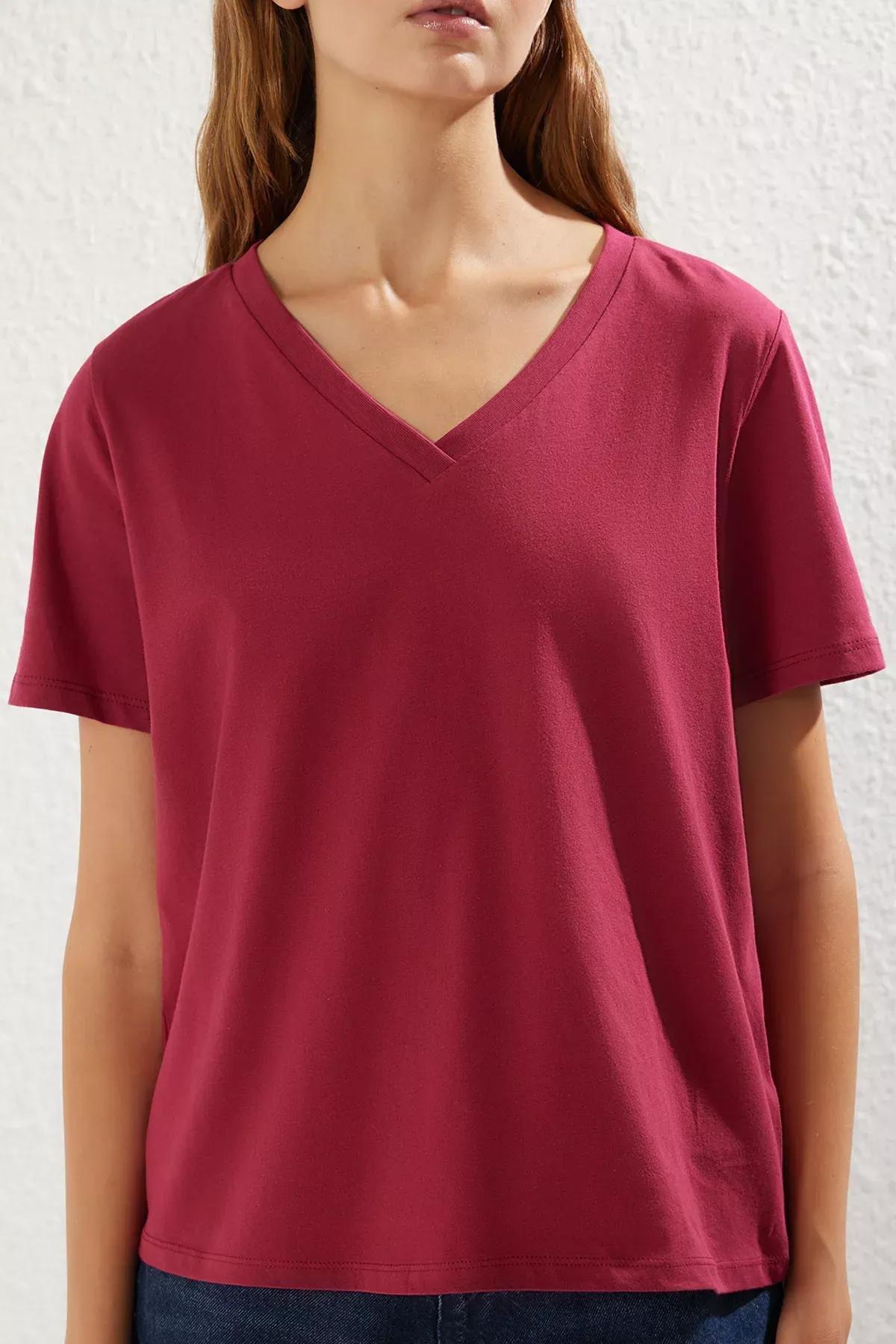 Red V-Neck T-Shirts, set of 2, C101_6483, large image number 4