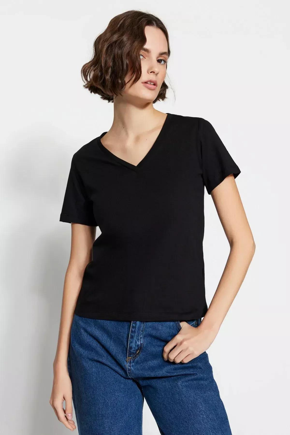 Black V-Neck T-Shirt, Set Of 2, , large image number 5