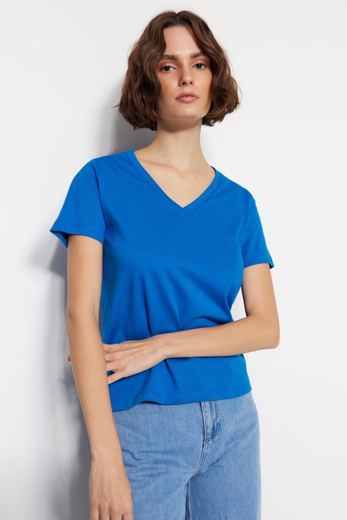 Multicolour V-Neck Knitted T-Shirt, Set Of 2, , large image number 2