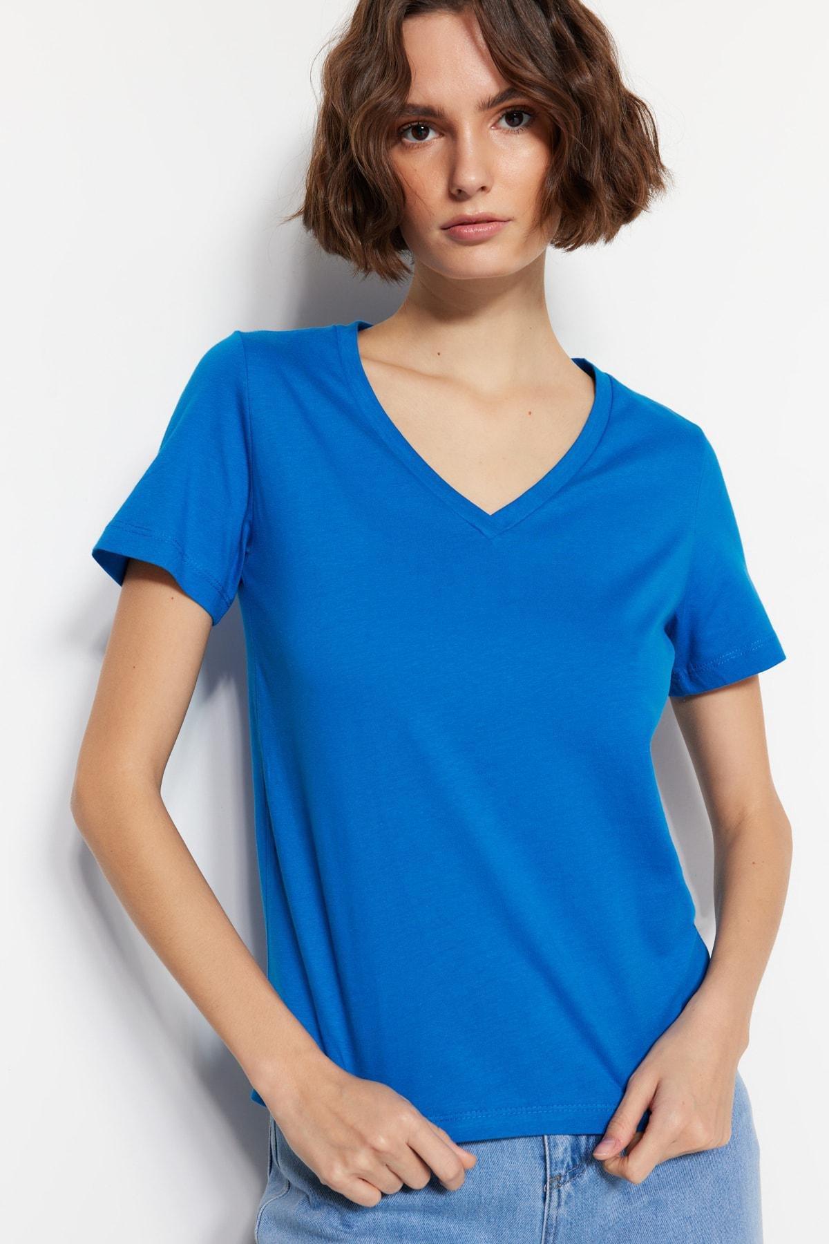 Multicolour V-Neck Knitted T-Shirt, Set Of 2, , large image number 5