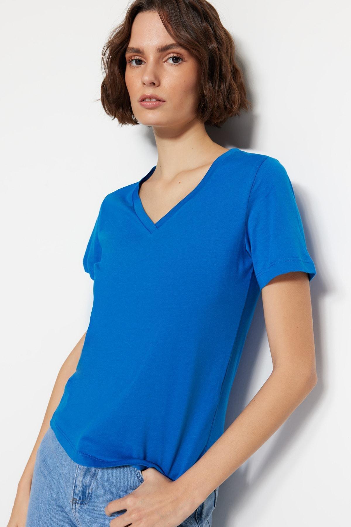 Multicolour V-Neck Knitted T-Shirt, Set Of 2, , large image number 7