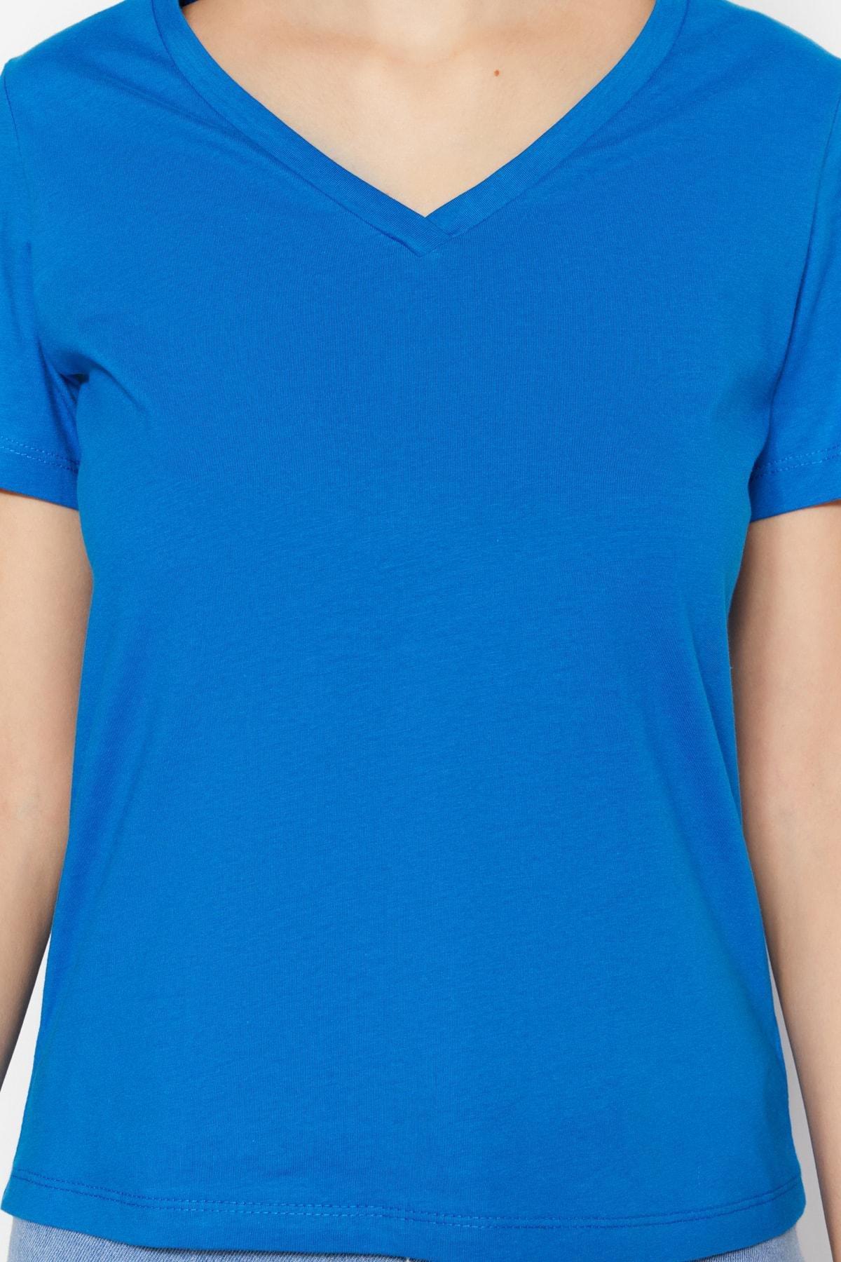 Multicolour V-Neck Knitted T-Shirt, Set Of 2, , large image number 8