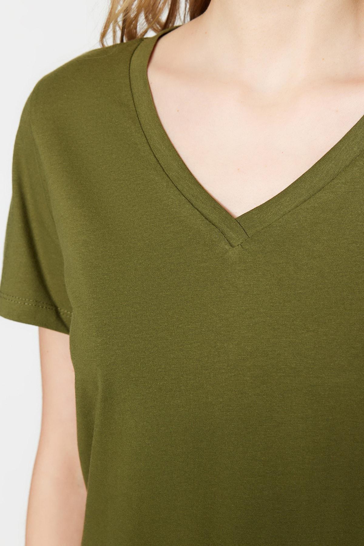 Khaki V-Neck T-Shirt, Set Of 2, , large image number 8