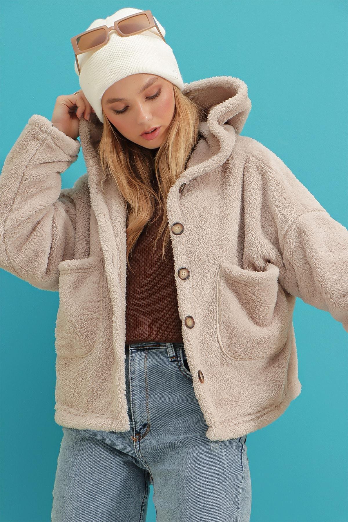 Beige Double-Breasted Jacket, , large image number 1