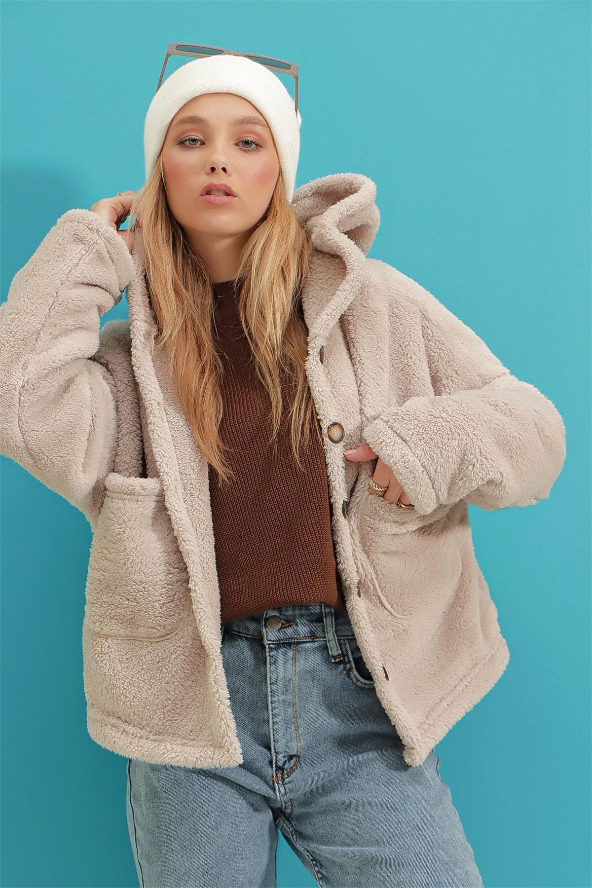 Beige Double-Breasted Jacket, , large image number 2