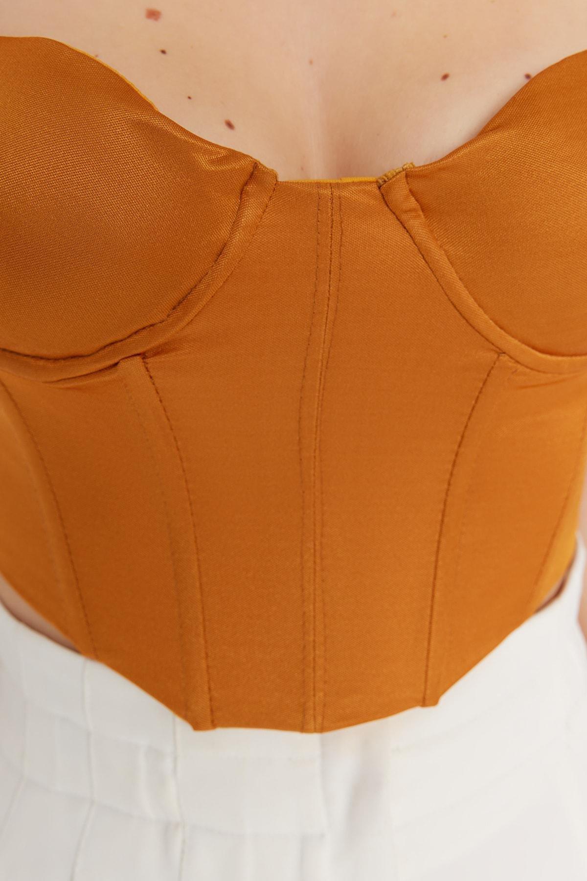 Brown Plain Crop Top, , large image number 3