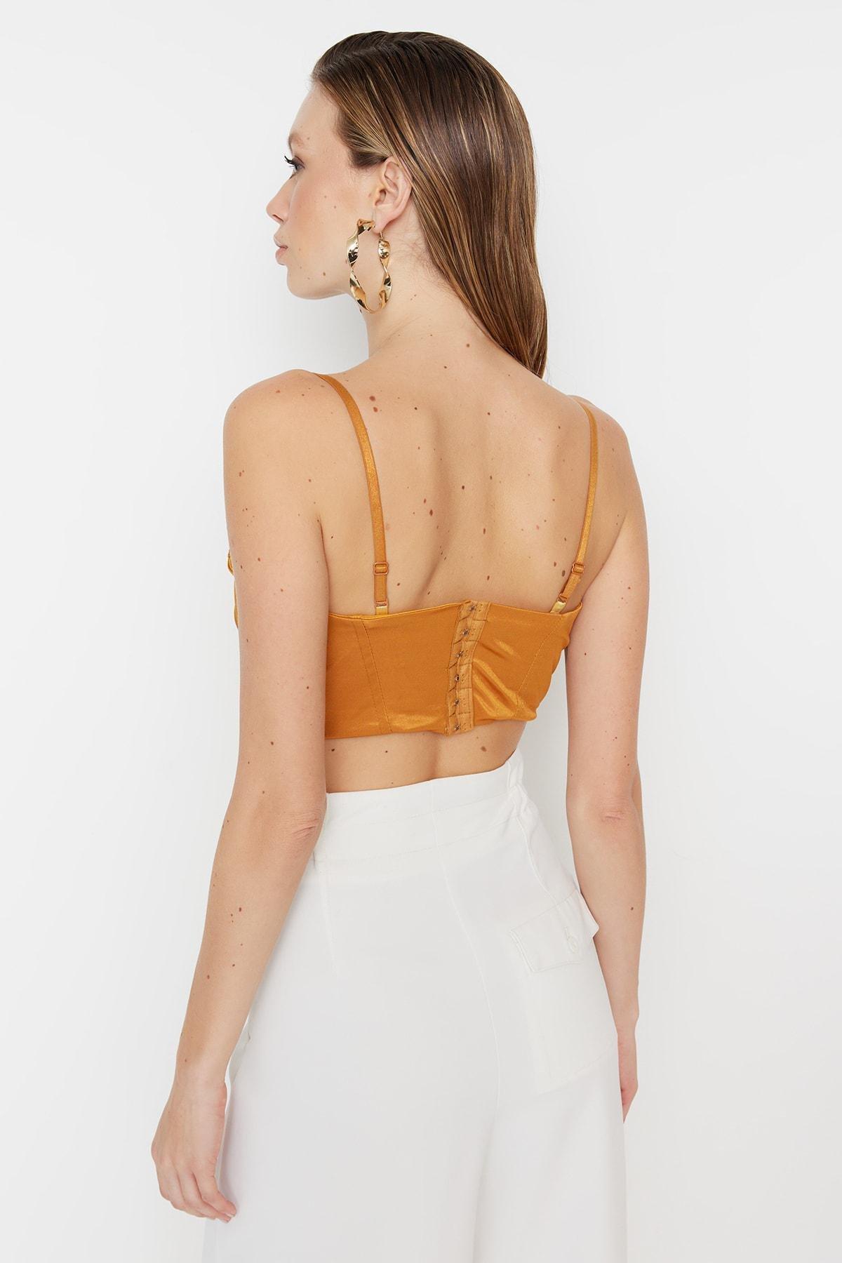 Brown Plain Crop Top, , large image number 4