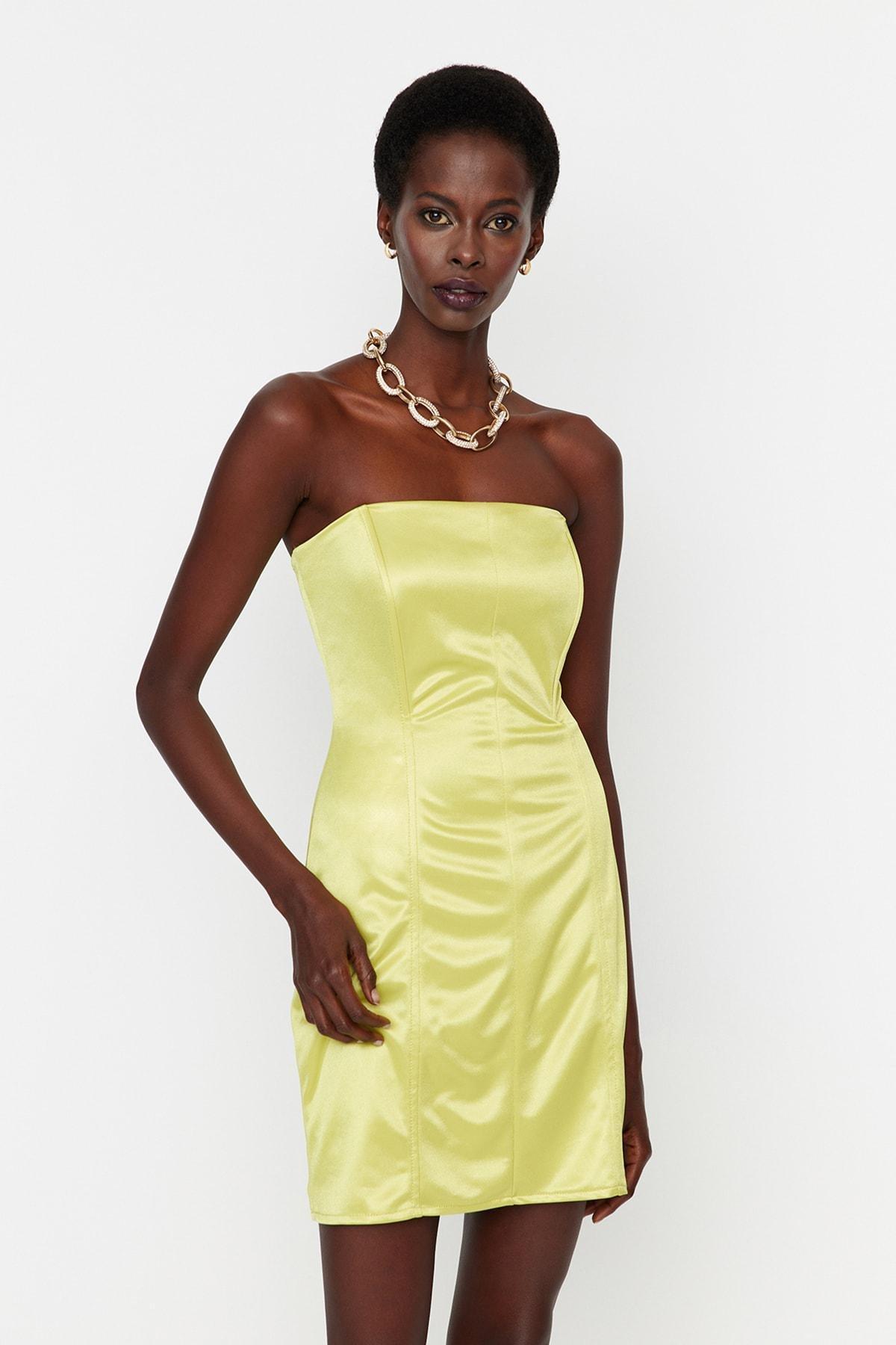 Green Satin Look Dress, , large image number 1