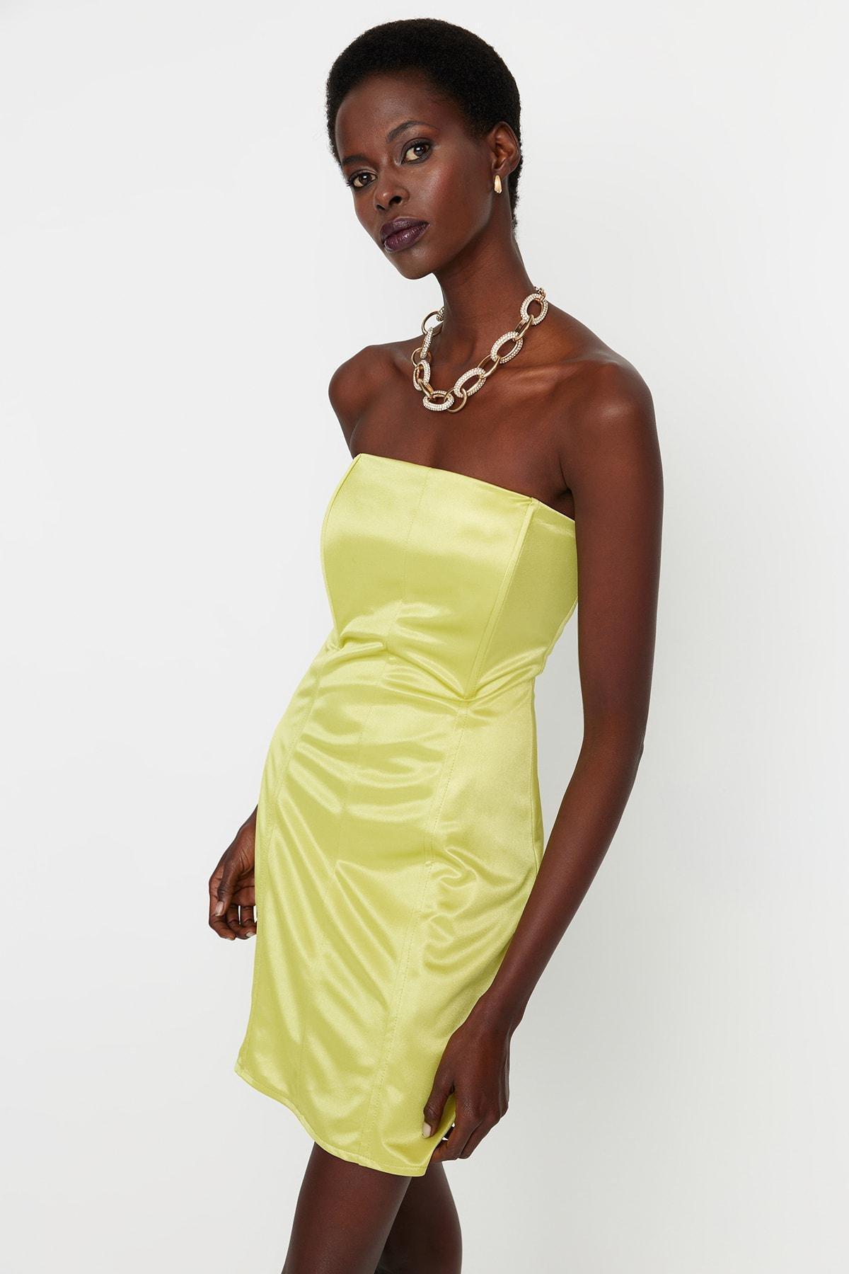 Green Satin Look Dress, , large image number 3