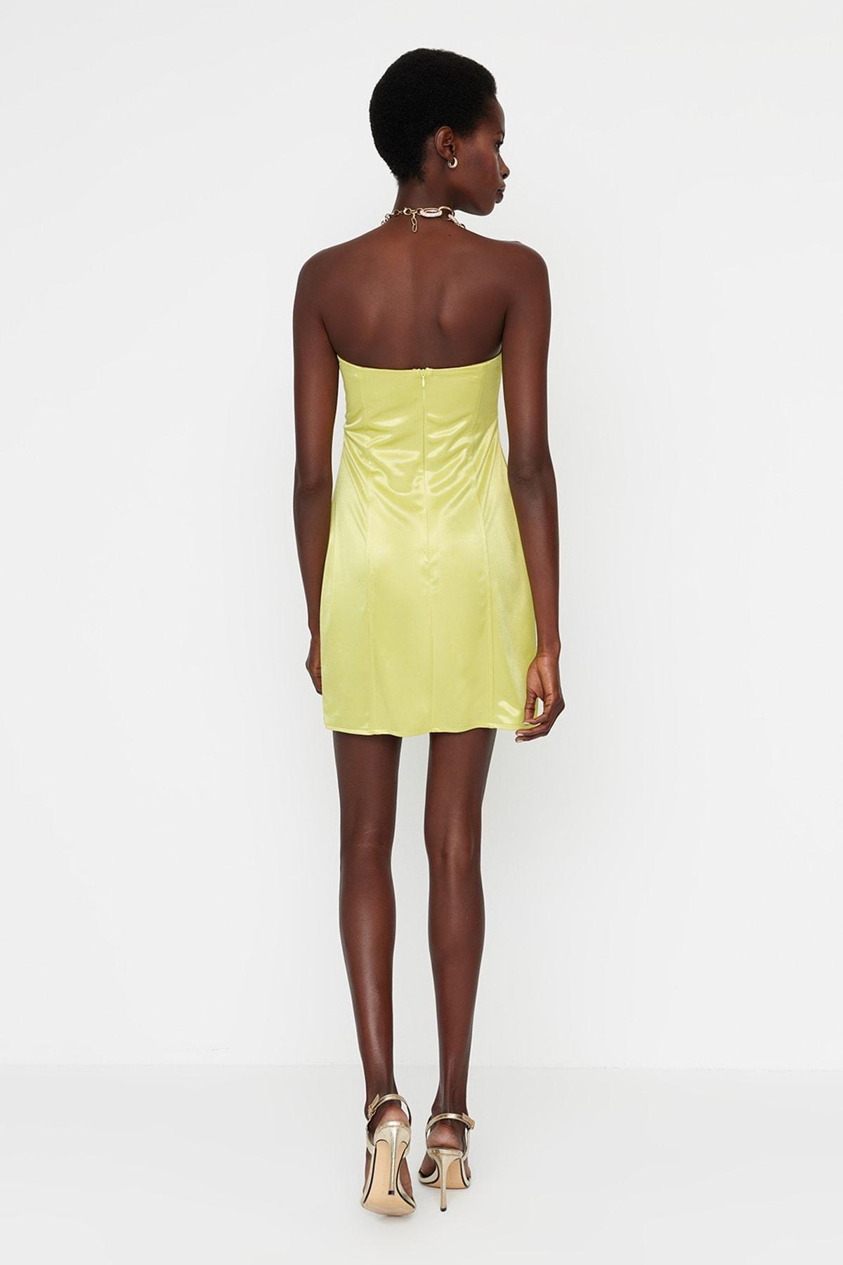 Green Satin Look Dress, , large image number 4
