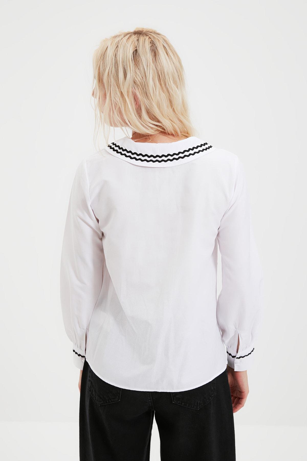 White Peter Pan Collar Blouse, , large image number 5