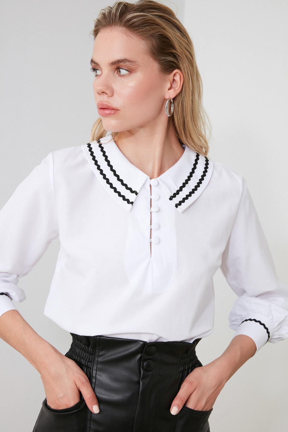 White Peter Pan Collar Blouse, , large image number 6