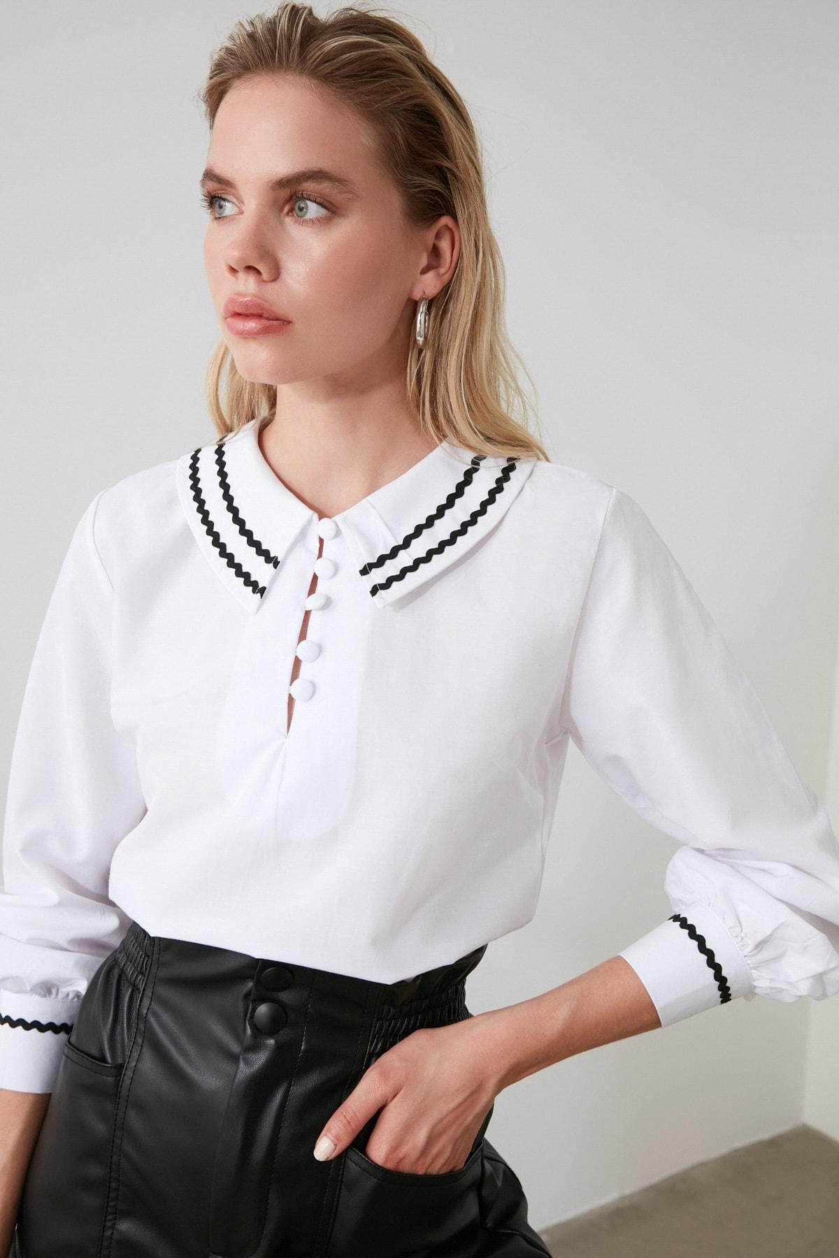 White Peter Pan Collar Blouse, , large image number 7