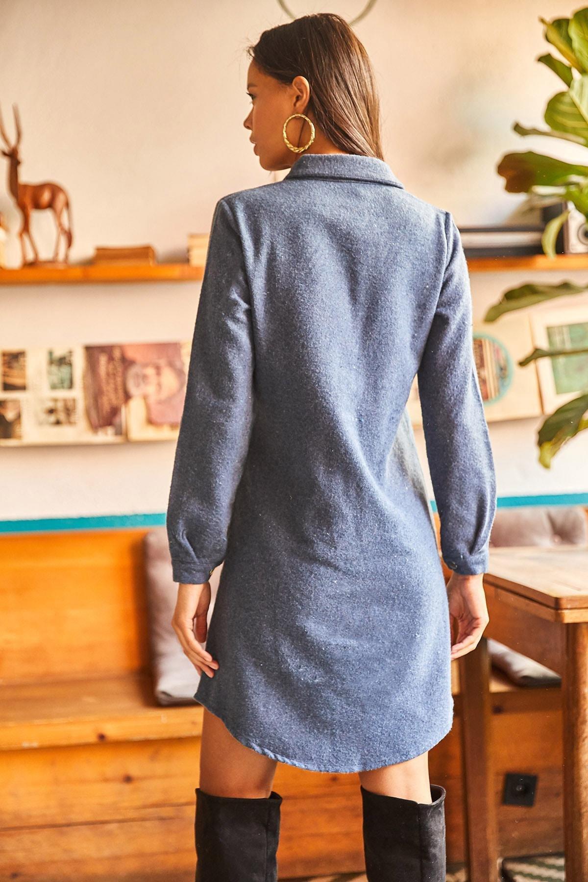 Blue Shirt Dress, , large image number 1
