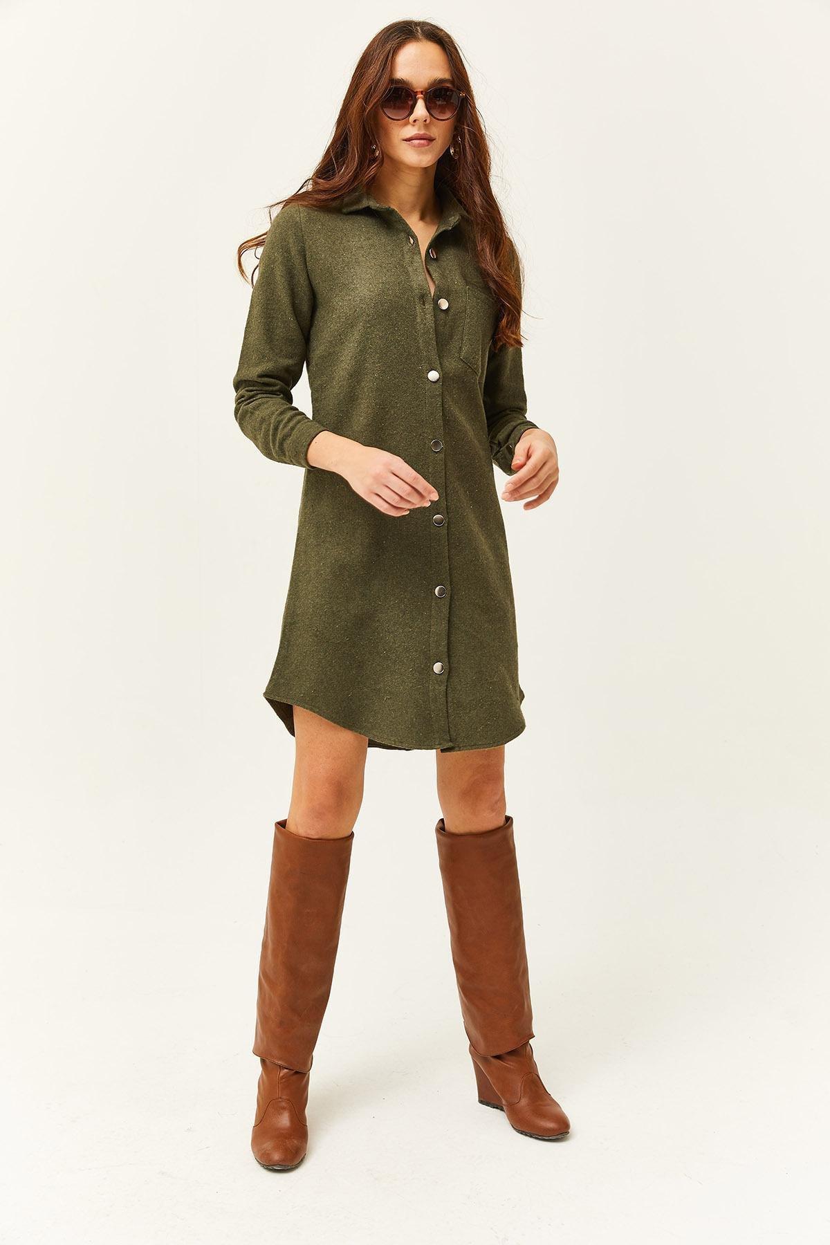 Khaki Cachet Shirt Dress, , large image number 1