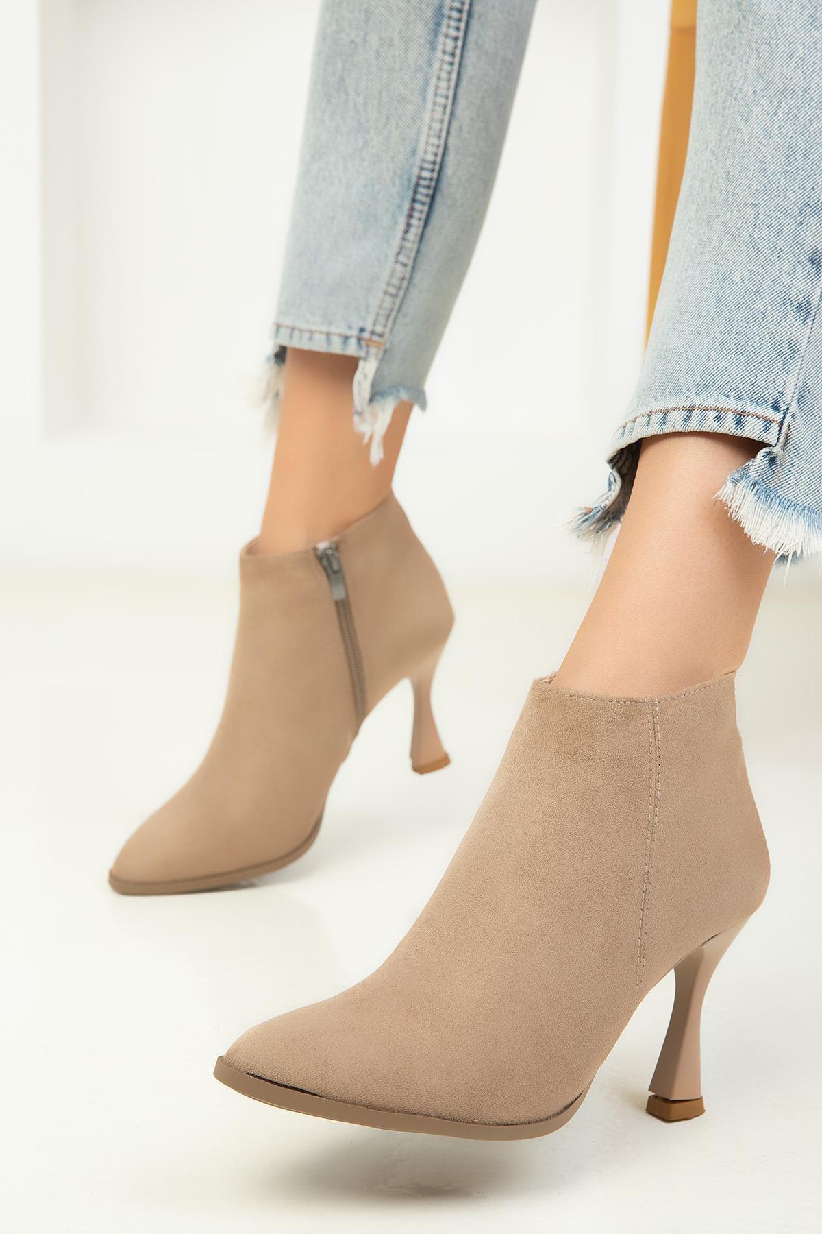 Beige Suede Boots, C101_2875, large image number 4